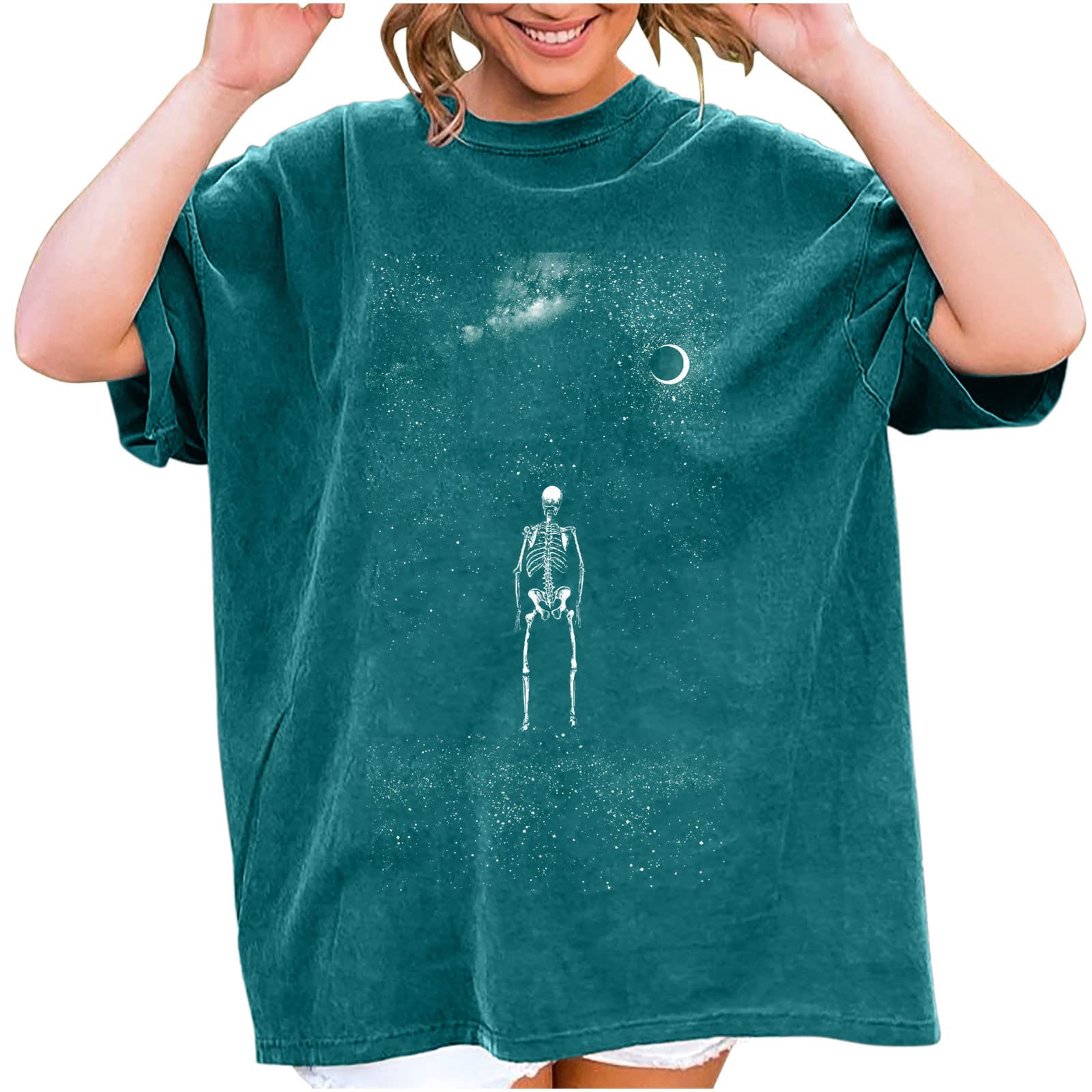 Vintage Funny Print Women's T-Shirts - Drop Sleeve Summer Short Sleeve Blouse Tee for Casual Wear & Activewear | Perfect for Everyday Outfits, Beach Days & Gym Sessions