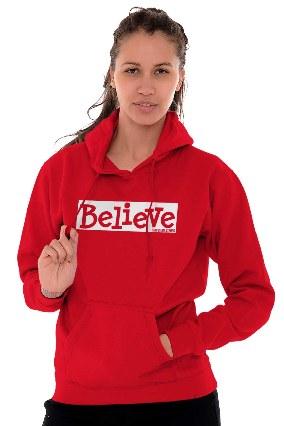 Christian Strong Believe Holy Spirit Religious Hoodie Sweatshirt for Women - Faith-Inspired Comfort Wear for Church, Prayer & Everyday Inspiration