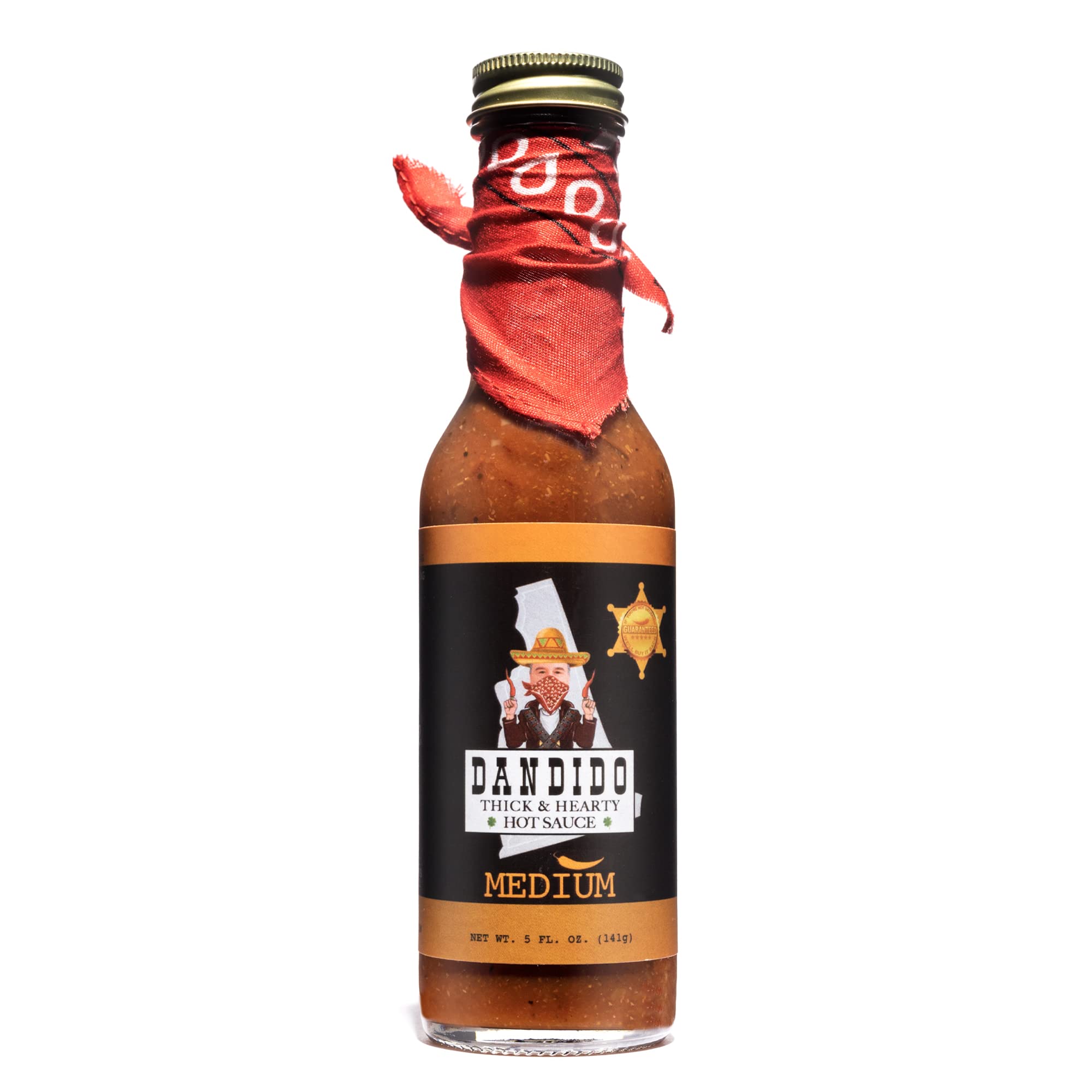 **Dandido Medium Hot Sauce - Thick & Hearty Gourmet Hot Sauce with Exotic Peppers - All-Natural, USA-Made - 5 Oz Bottle - Perfect for Tacos, Wings, Burgers & More**