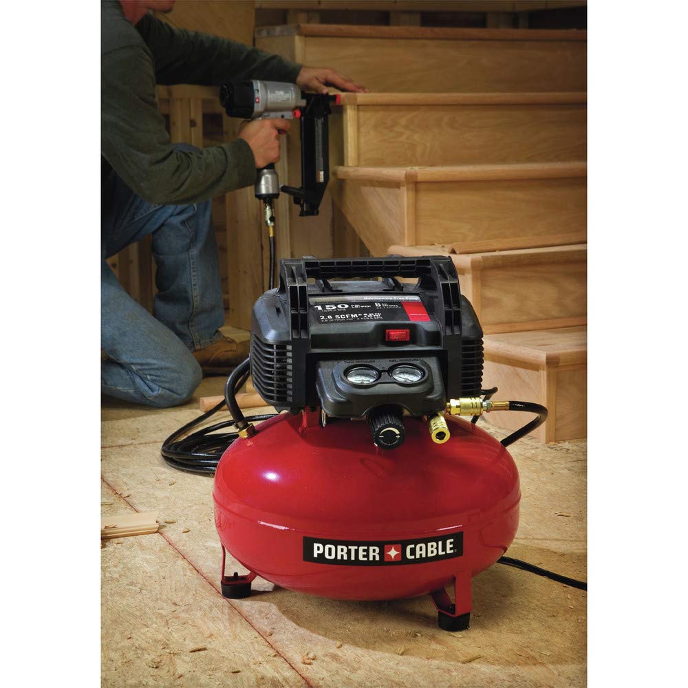 Porter-Cable 6-Gallon Pancake Air Compressor - Oil-Free, Lightweight & Portable (C2002) - Perfect for Nail Guns, Inflating Tires & DIY Home Projects