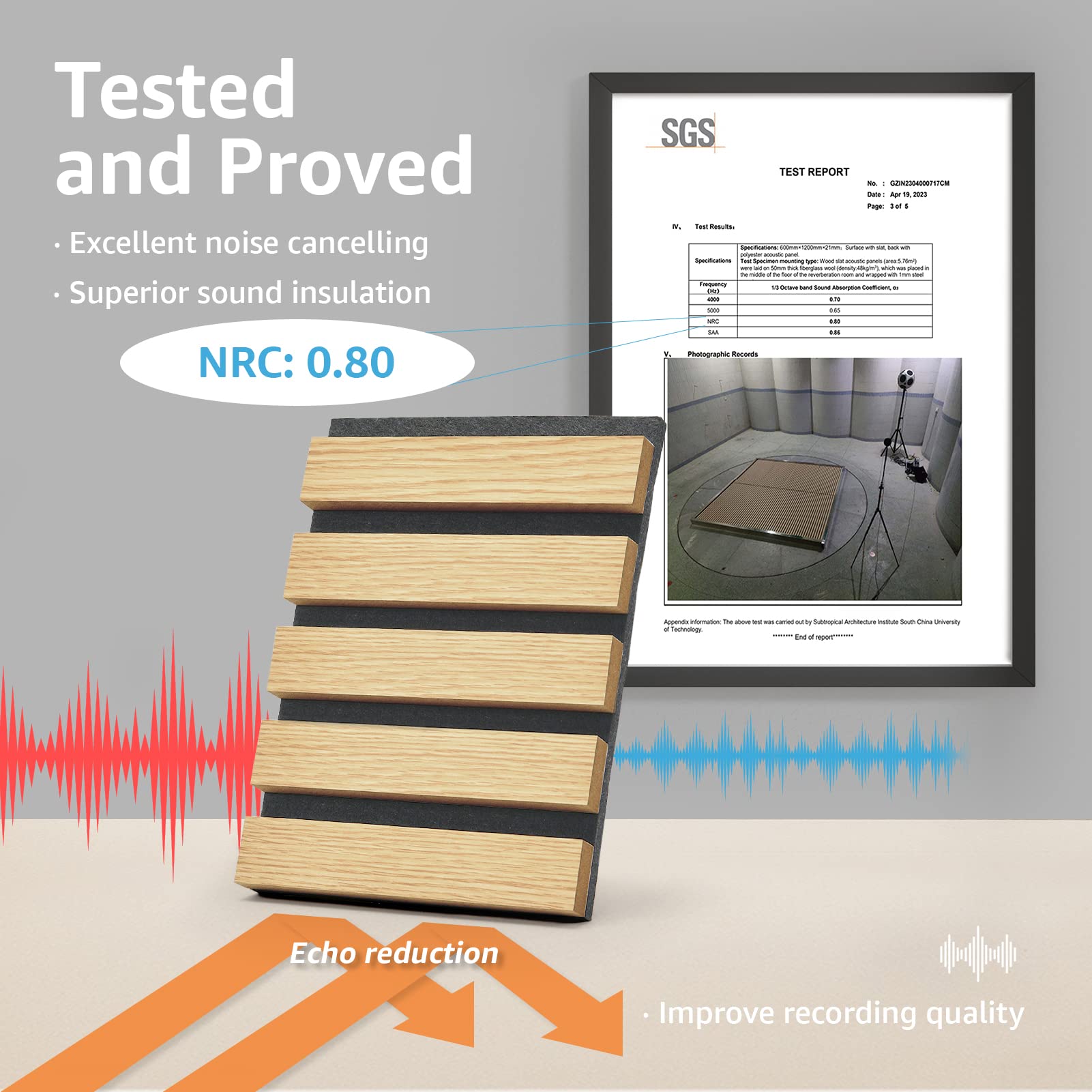 Art3d 2 Pack Wood Slat Acoustic Panels for Wall & Ceiling - 3D Fluted Sound Absorbing Panels with Natural Oak Finish - Home Theater, Office, Studio & Music Room Noise Reduction Solution