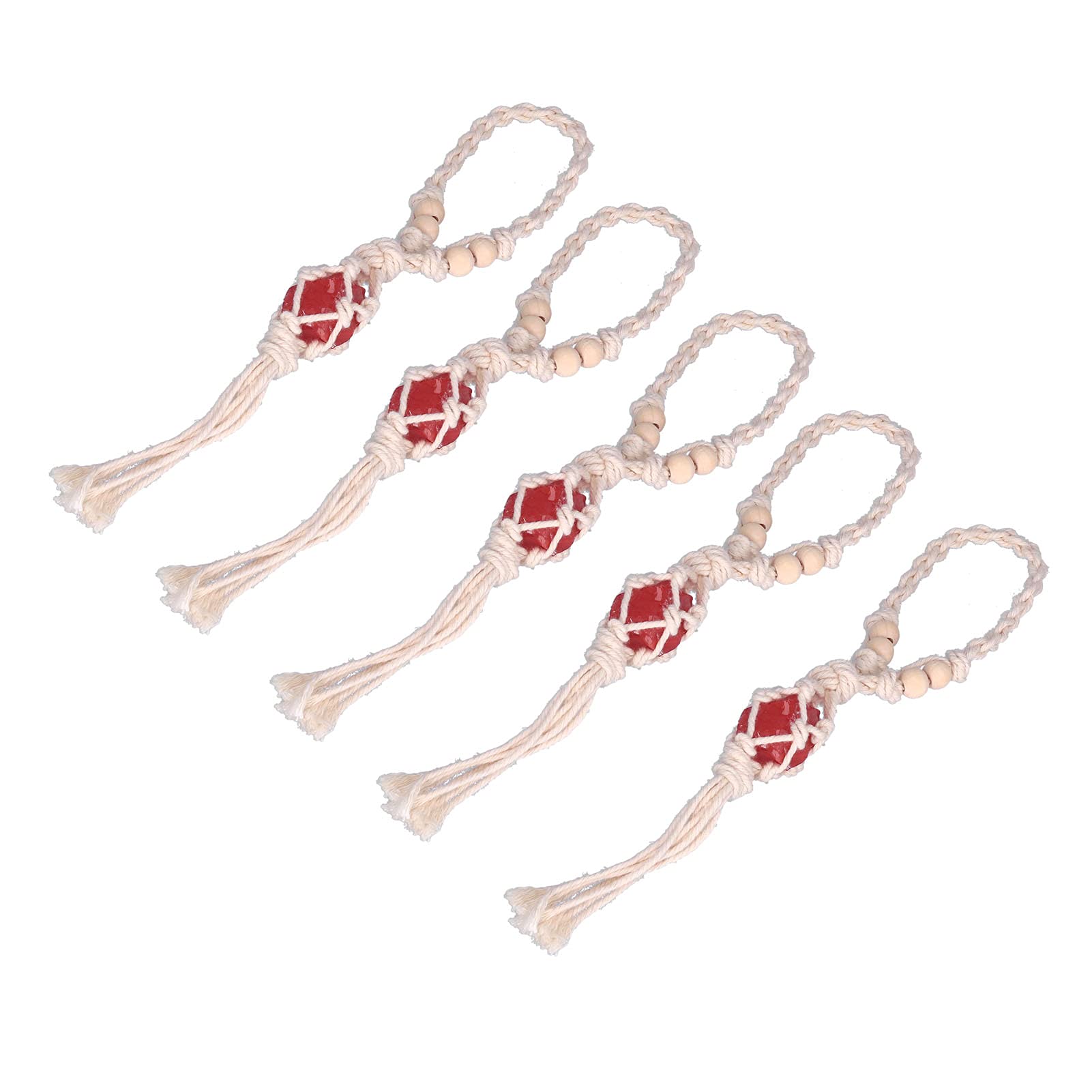 Hand Woven Net Bag Necklace - Anti Rust Elegant DIY Jewelry Cord with Empty Stone Holder for Pendants (Red) | Perfect for Boho Fashion, Gift Giving & Jewelry Making Supplies