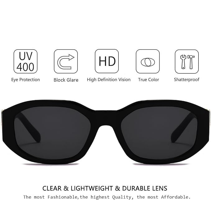 UV400 Polarized Sunglasses for Men & Women - TRAUM Clear Stylish Oval Frame with Gold Tiger Head Medallion | Luxury Fashion Sunglasses for Driving, Beach & Outdoor Activities