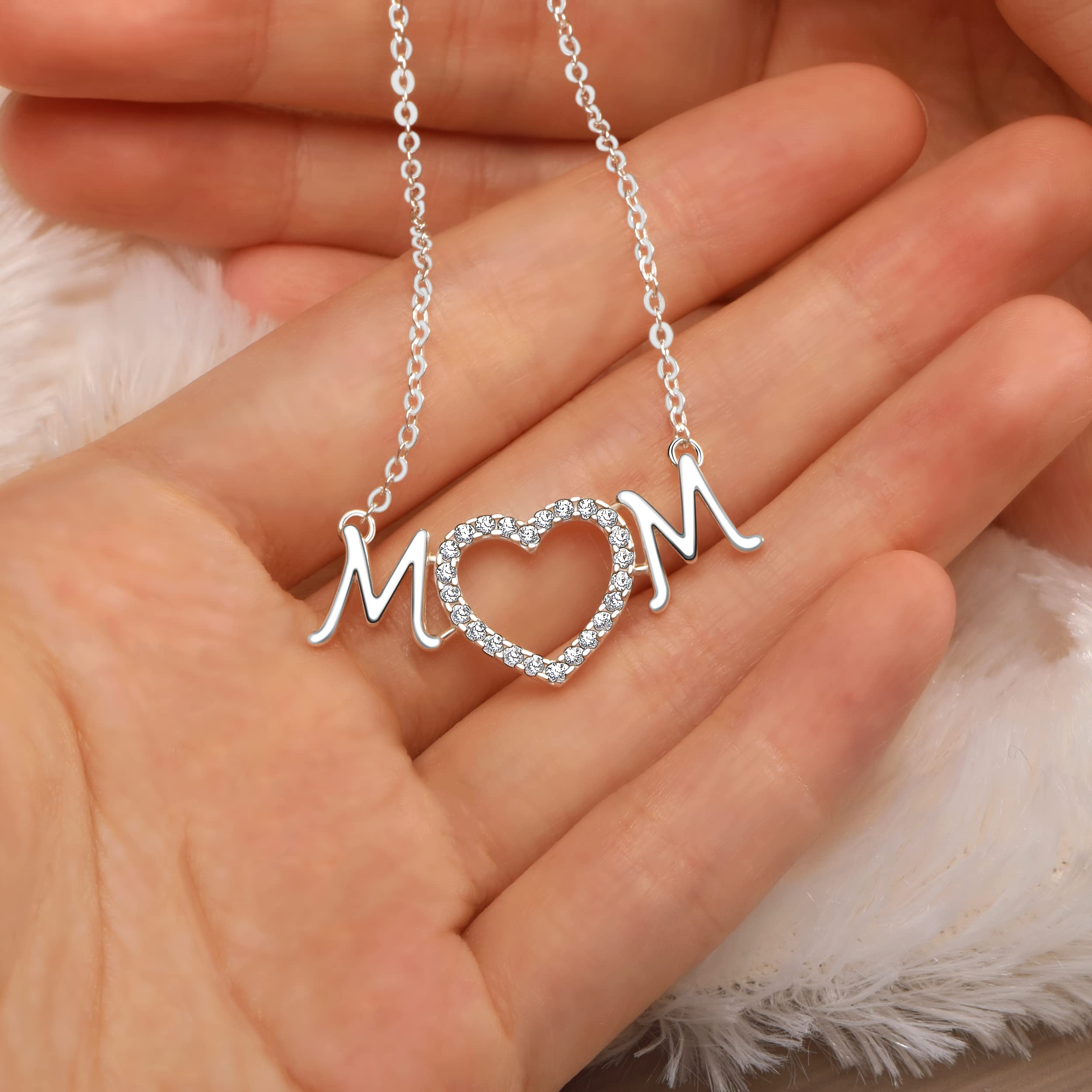 Sterling Silver Mom Necklace for Women - First Mother's Day Gift for New Moms, Grandma & Daughter | Elegant Jewelry for Everyday Wear & Special Occasions