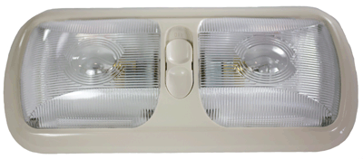 Arcon 18015 Double Light Fixture with Colonial White Base & Clear Optic Lens - Perfect for Living Room, Bedroom, or Office Lighting