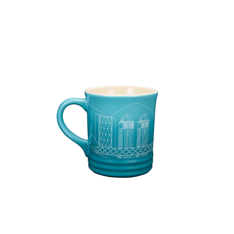 Le Creuset 400ml Stoneware Mug with Calgary Design in Caribbean Blue - Perfect for Coffee, Tea & Hot Cocoa at Home or Office