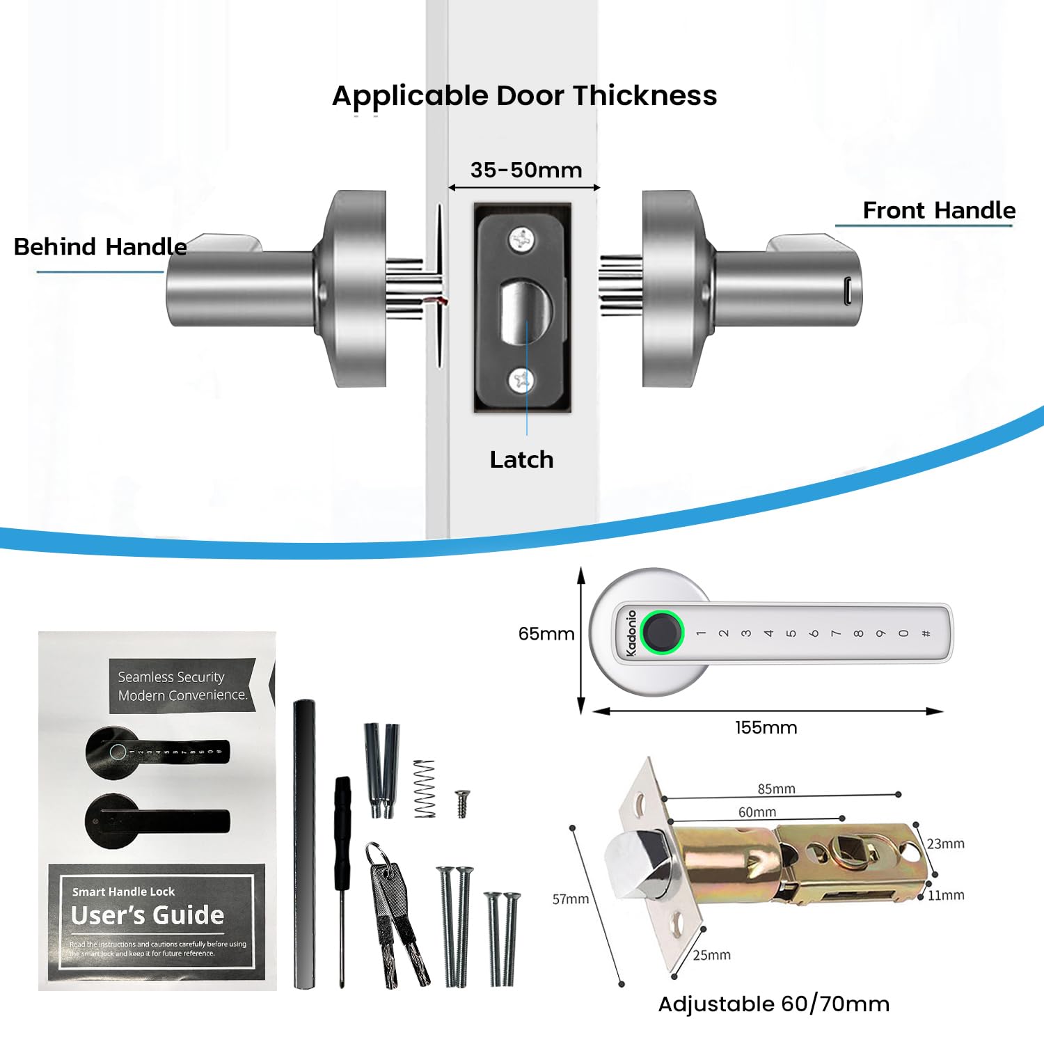 Smart Fingerprint Door Lock - Keyless Entry with APP, Code & Key for Home & Office Security