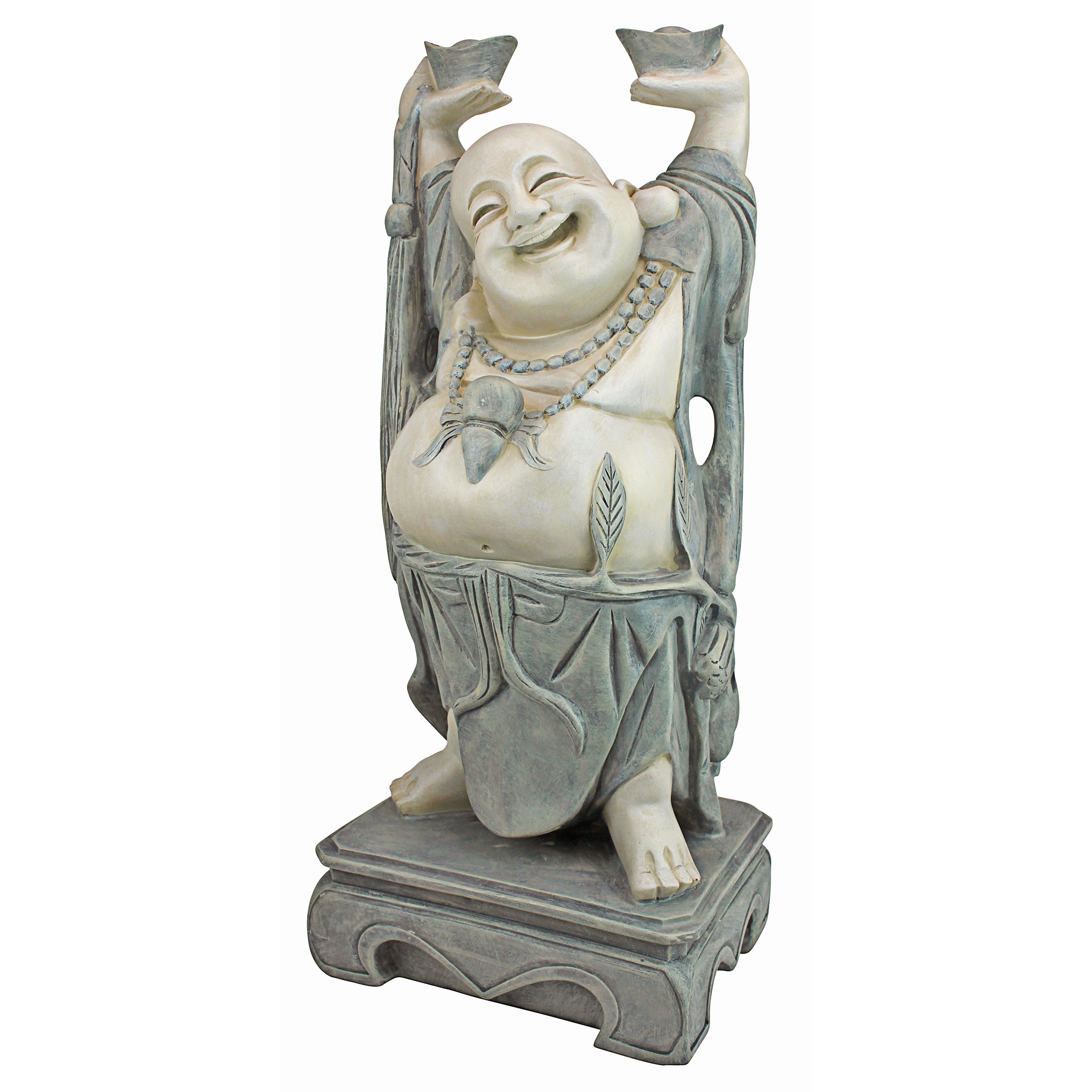 Design Toscano Jolly Hotei Laughing Buddha Statue - 26 Inch Asian Decor for Indoor & Outdoor Garden - Cast Stone Resin with Two-Tone Finish - Perfect for Zen Gardens, Patio Decor, and Home Meditation Spaces