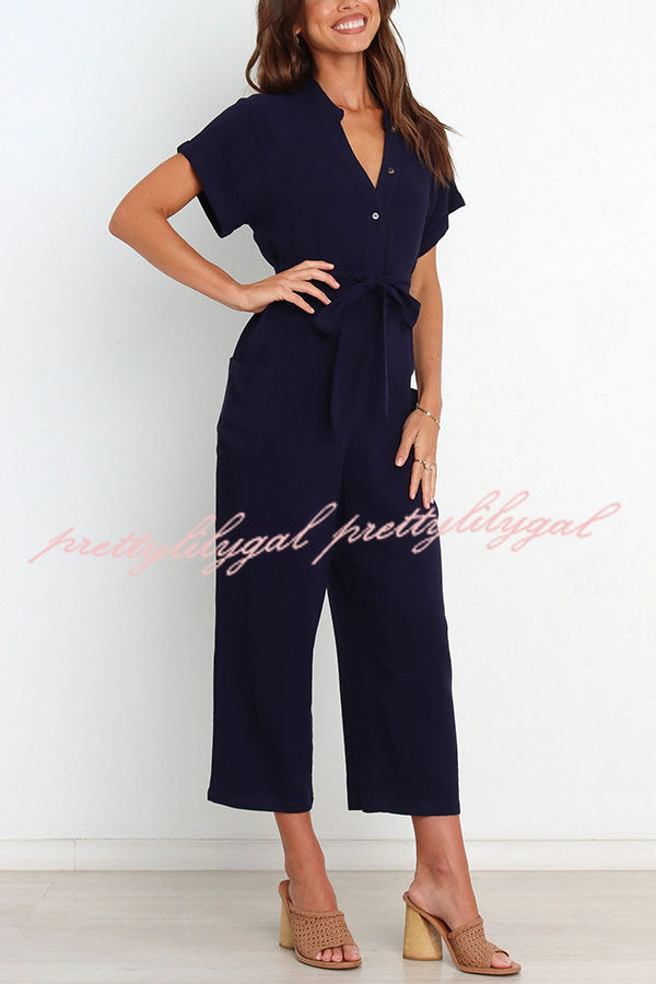 Stylish Women's Pocketed Button-Up Straight Leg Jumpsuit | Casual & Office Wear | Perfect for Work, Travel & Everyday Outfits