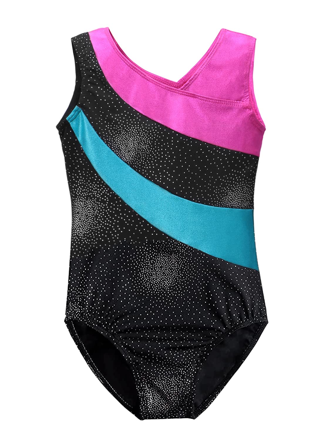 DAXIANG Girls Gymnastics Leotards - Toddler Dance Ballet Tutu with Sparkles & Colorful Ribbons in Black Blue Purple - Perfect for Ballet Class, Dance Competition & Gymnastics Performance