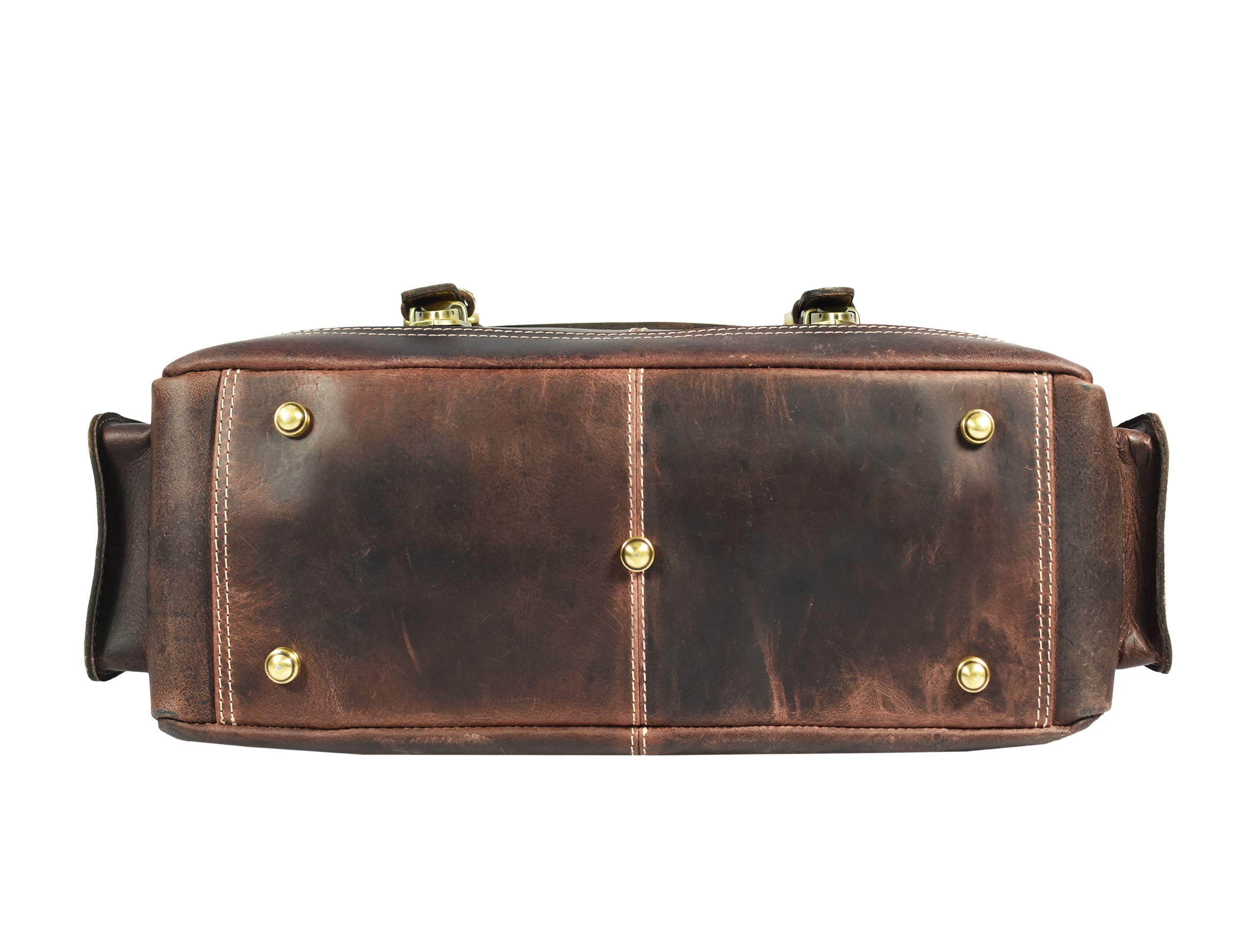 17 Inch Genuine Leather Laptop Briefcase for Business Professionals - Brown Walnut Color - Perfect for Office, Commuting & Business Travel