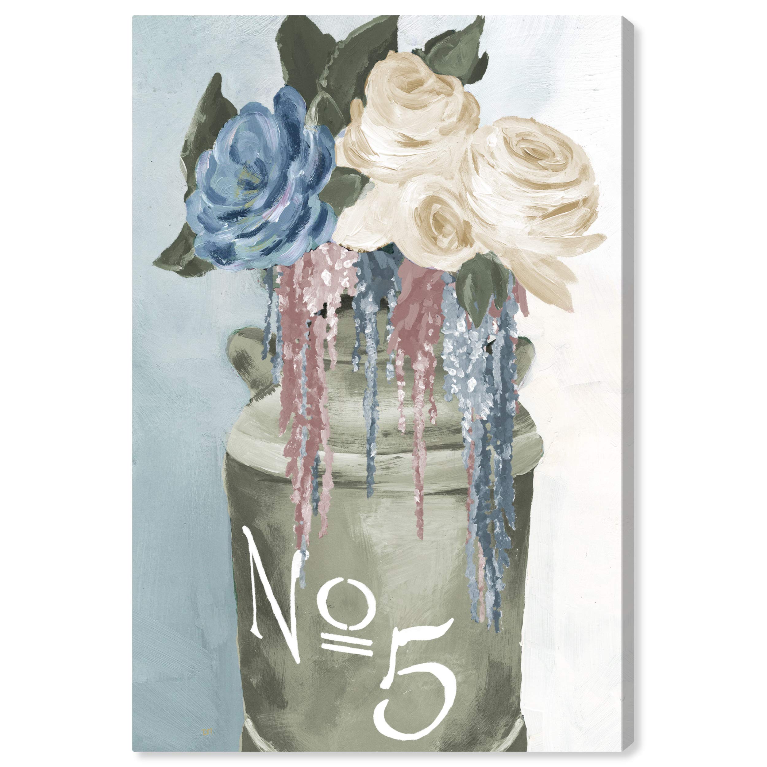 Oliver Gal Artist Co. Floral Wall Art Canvas Print - 'Big Flower Jar' Home Decor Painting, 30x45 Inches, Green & Blue Botanical Art - Perfect for Living Room, Bedroom & Office Wall Decor