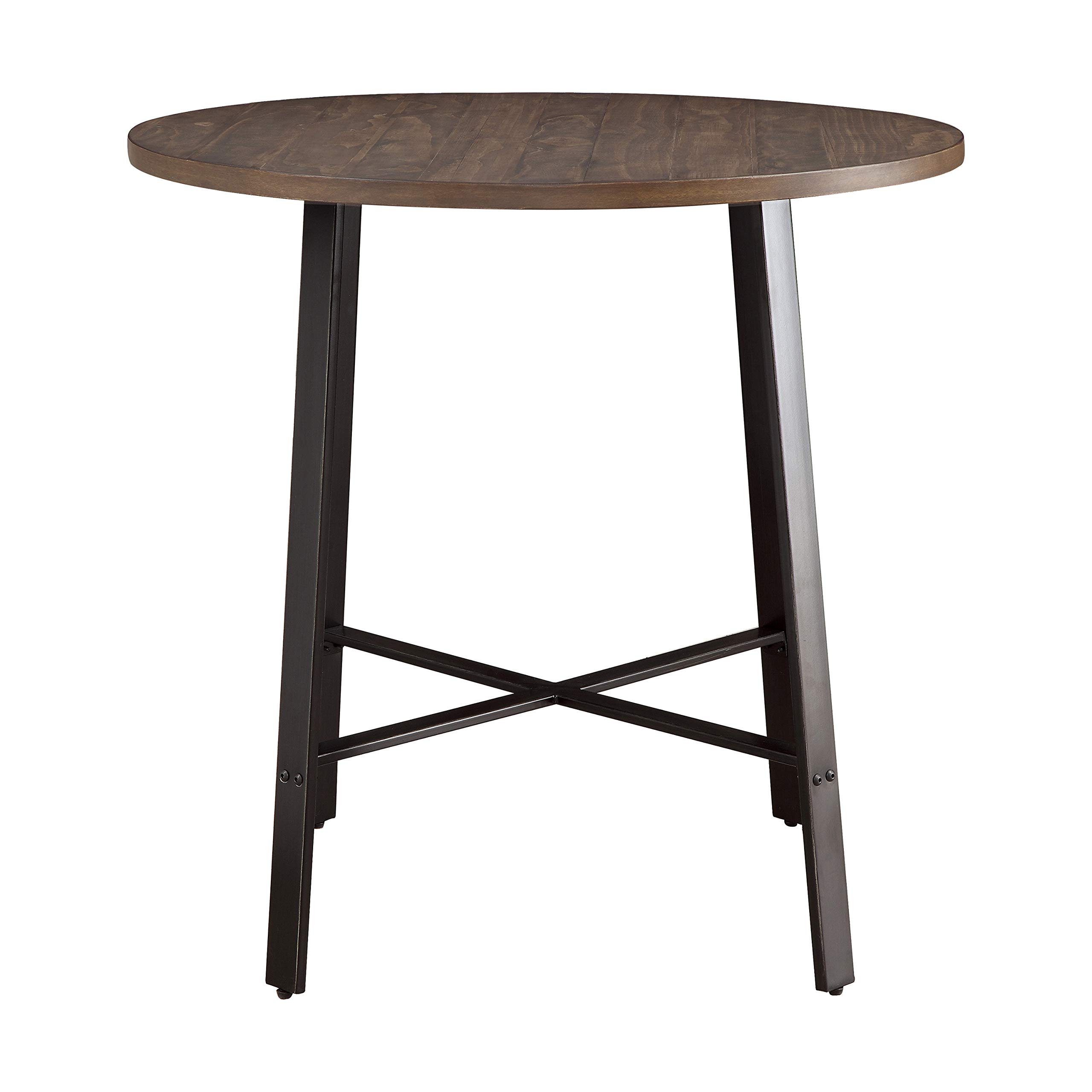 Rustic Round Counter Height Dining Table 36 Inch - Small Kitchen Table for 4 with Black Metal Legs - 36