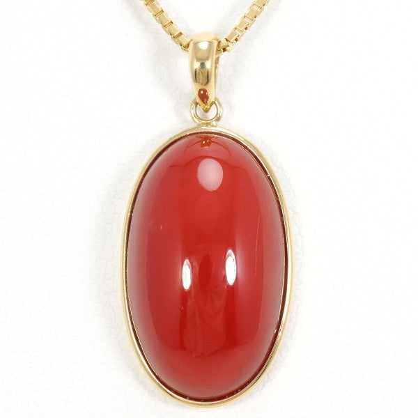 18K Yellow Gold Coral Pendant Necklace 45cm - Elegant Handmade Jewelry for Women, Perfect Gift for Birthday, Anniversary & Special Occasions