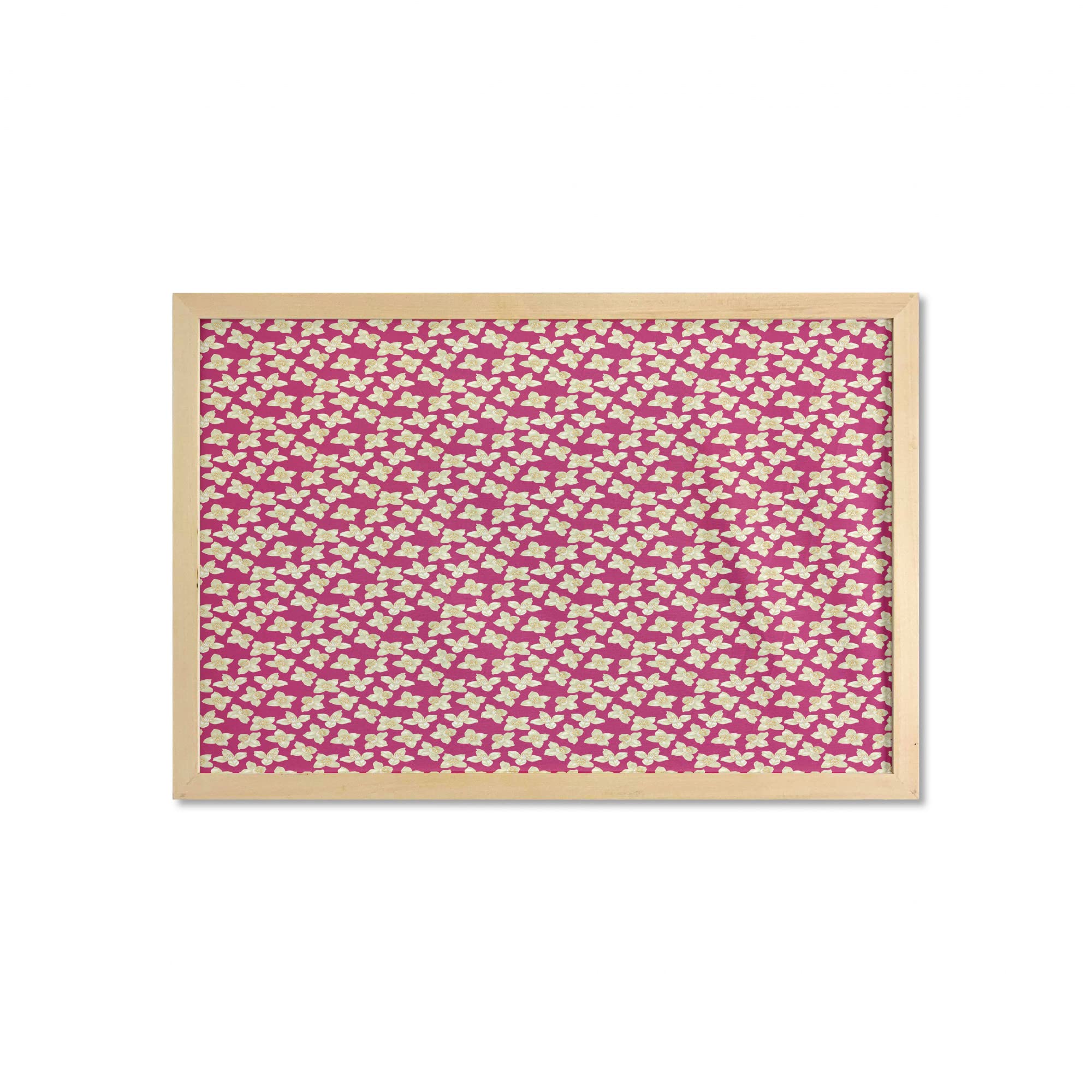 Ambesonne Framed Jasmine Wall Art - Digital Floral Print with Summer Botanical Blossoms in Magenta, Grey & Yellow | 35