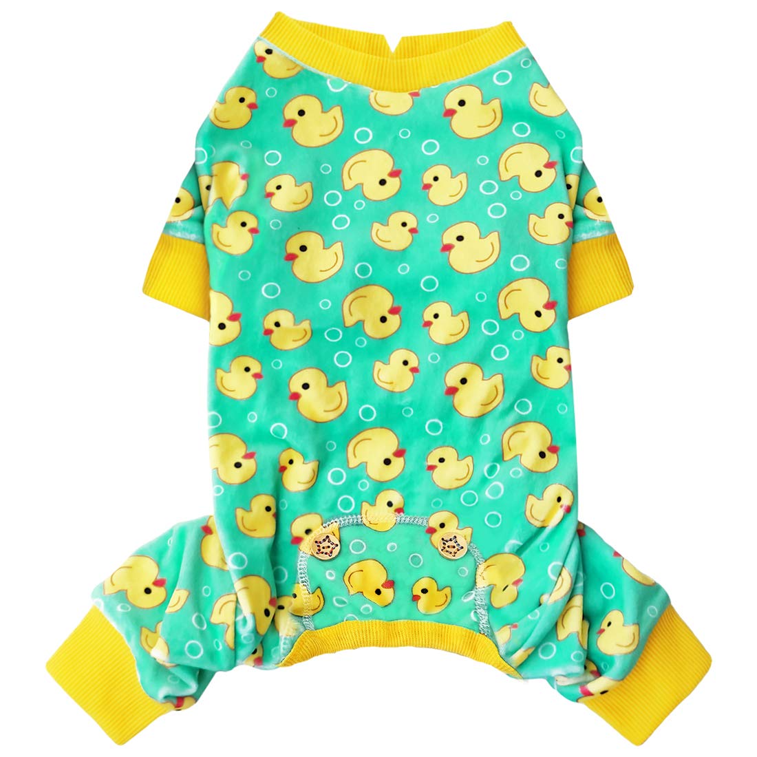 KYEESE Yellow Ducks Dog Pajamas - Soft Pet Onesie for Small Dogs & Cats, Post-Surgery Recovery Suit & Cozy Coat - Perfect for Indoor Wear, Pet Costume Parties & Post-Op Care