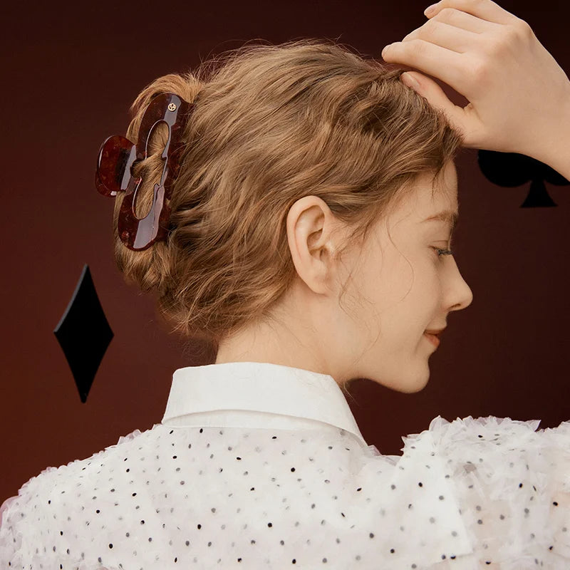 Janisa XL Large Hollow Spades Hair Claw Clip - Strong Hold for Thick Hair, Perfect for Updos, Ponytails & Everyday Hairstyles (Great for Work, Gym & Casual Outings)