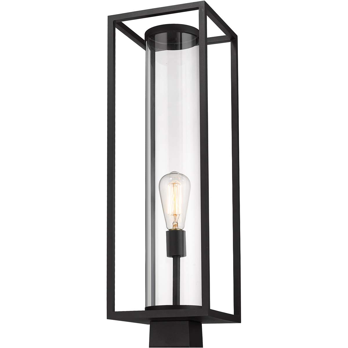 Black Aluminum Outdoor Post Light with Clear Glass Shade - 8