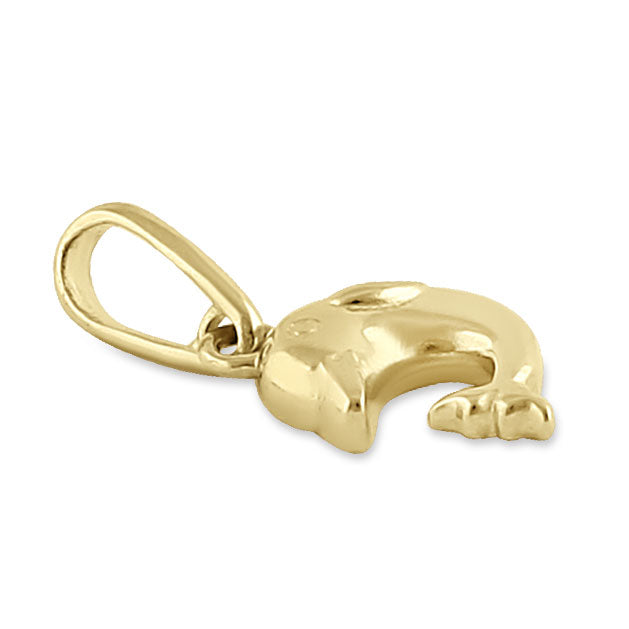 14K Solid Yellow Gold Dolphin Pendant Necklace - Elegant Marine Jewelry for Women, Perfect Gift for Birthday, Anniversary & Beach Vacations