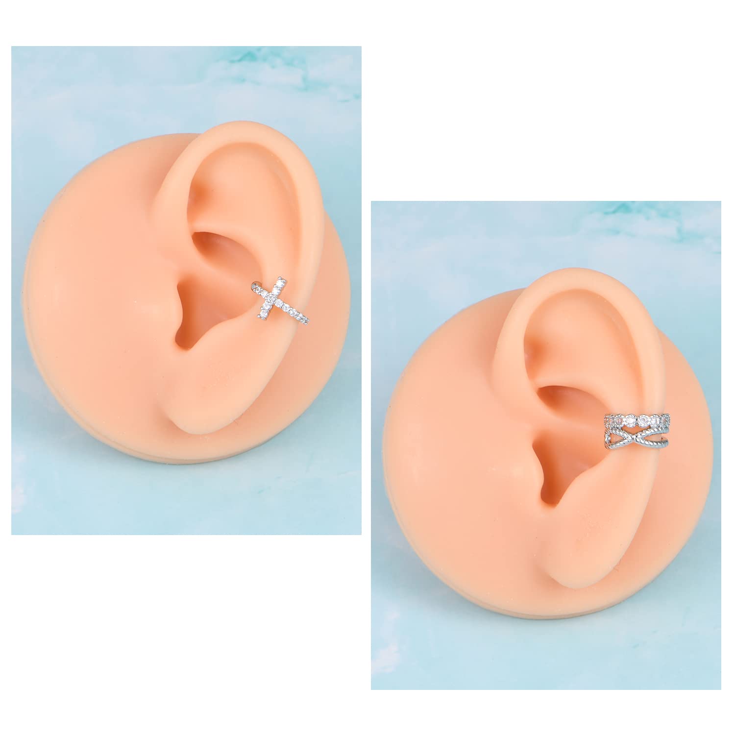 JFORYOU Stainless Steel Fake Helix Ear Cuff - Clip On Non-Piercing Cartilage Earrings for Men & Women - Adjustable Wrap Around Lip Ring - Perfect for Parties, Concerts and Everyday Fashion Accessories