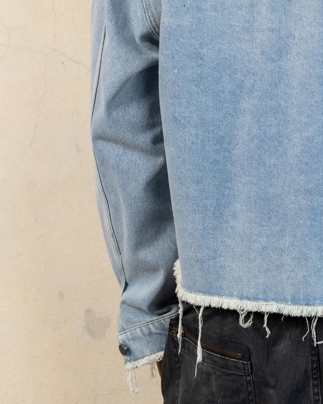 404 Riptide Cropped Denim Jacket - Distressed Blue Wash | Vintage Style Women's Outerwear for Casual Wear & Street Fashion
