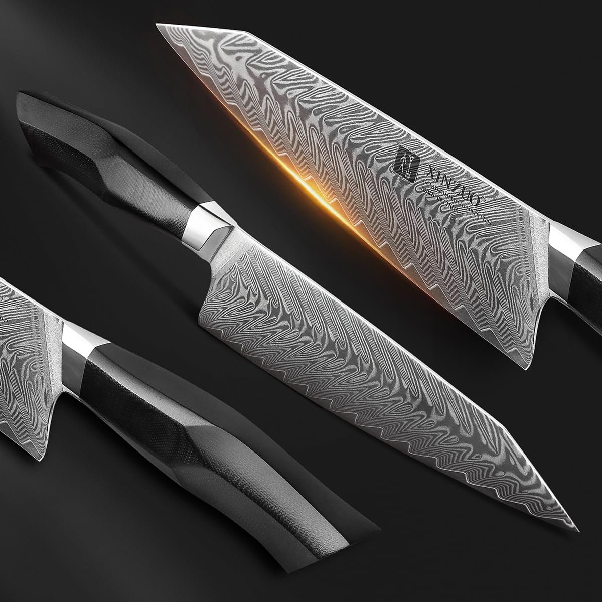 XINZUO 8.5 Inch Damascus Steel Kiritsuke Chef Knife - Professional Forged Gyuto Kitchen Knife with Military Grade G10 Handle & Magnetic Sheath - Perfect for Sushi, Meat Cutting, and Precision Cooking - Feng Series