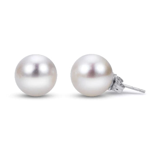 Freshwater Pearl Gold Stud Earrings for Women - 14K Gold Plated Elegant Pearl Earrings - Perfect for Wedding, Party & Everyday Wear