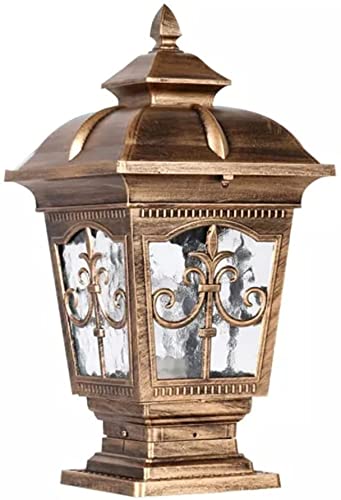 Waterproof Bronze Cast Aluminum Outdoor Post Light - Weatherproof Exterior Pole Lantern with Water Pattern Glass Shade for Garden, Patio, Pathway & Yard Lighting | Durable Landscape Lighting for Driveway, Walkway & Entryway Decor