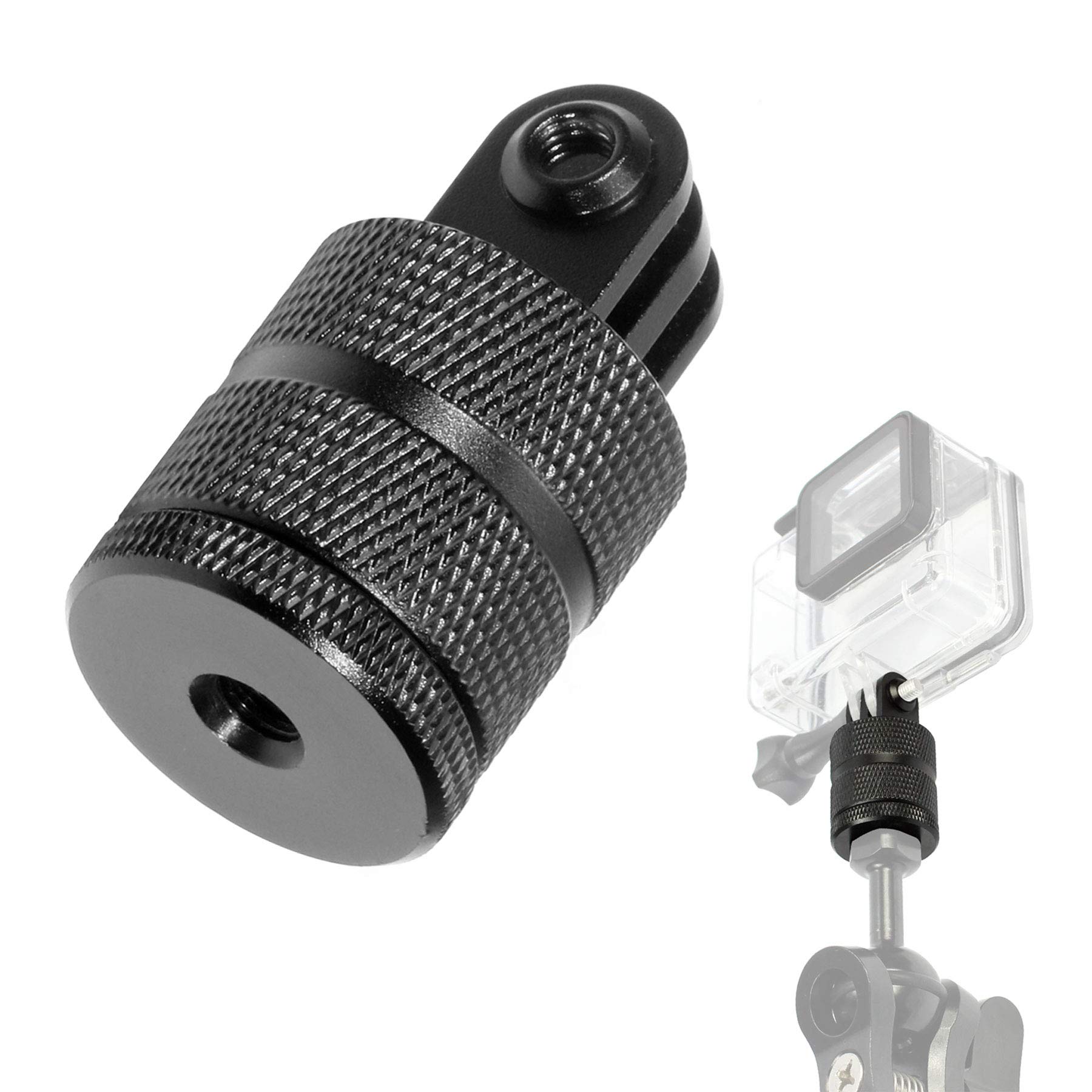 360° Rotating Aluminum Tripod Mount Adapter - 1/4 Inch 20 Thread for GoPro 12/11/10/9/8/7/6/5, DJI, XiaoYi & Standard 1/4