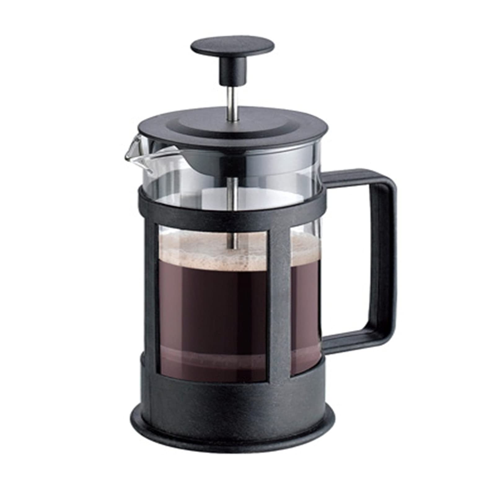 AISHANBAIHUODIAN 12Oz French Press Coffee Maker & Tea Infuser - Thickened Borosilicate Glass, Rust-Free Stainless Steel Filter, Dishwasher Safe (Black) - Perfect for Home, Office & Camping Brewing