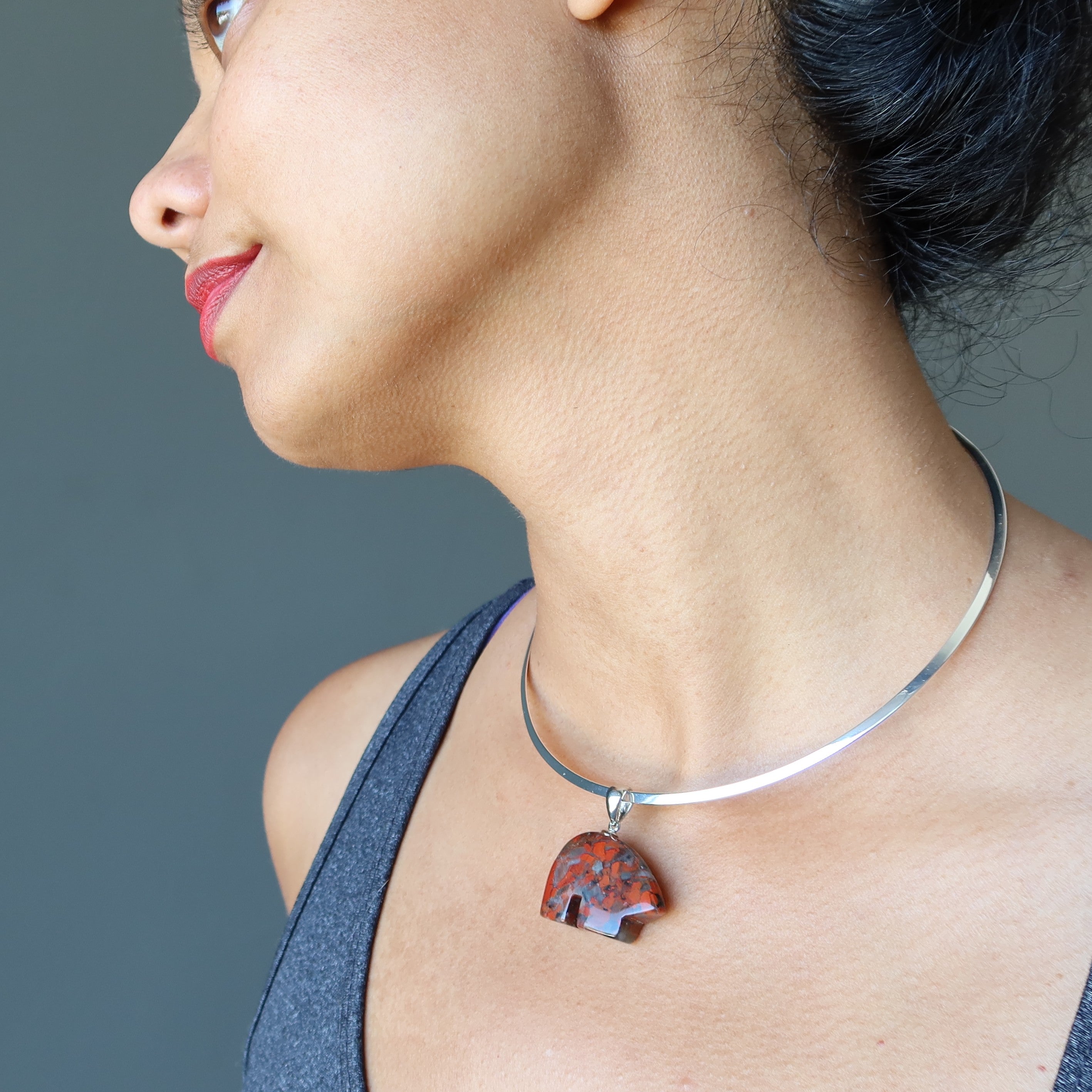 Red Jasper Necklace with Guardian Bear Charm - Sterling Silver Choker for Women, Spiritual Protection Jewelry - Perfect for Meditation, Healing & Everyday Wear