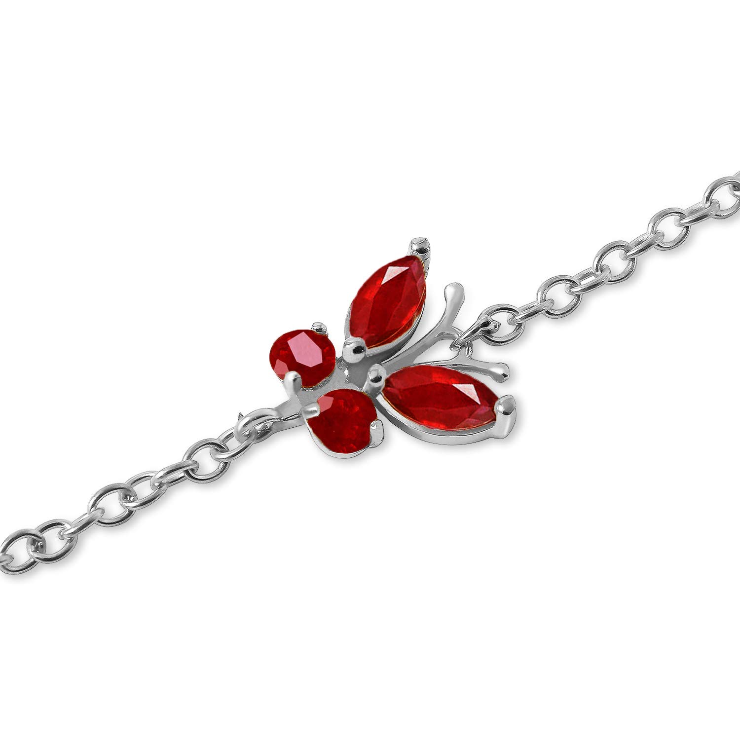 14K Solid White Gold Butterfly Bracelet with 0.6 ct Ruby - Elegant Jewelry for Women, Perfect for Weddings, Anniversaries & Special Occasions