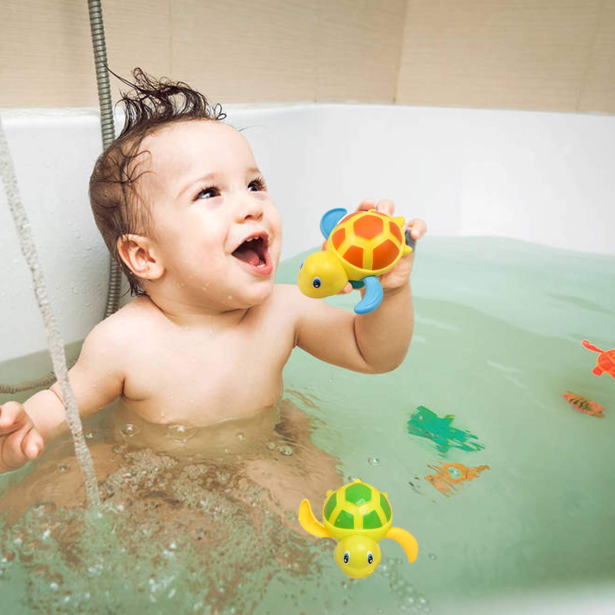 Cozlly 3PCS Wind Up Bath Toys for Babies - Swimming Turtle Water Toys for Toddlers, Fun Bathtime Shower Toys for Boys & Girls (301-05197) - Perfect for Bathtime Fun, Sensory Play & Early Learning Development