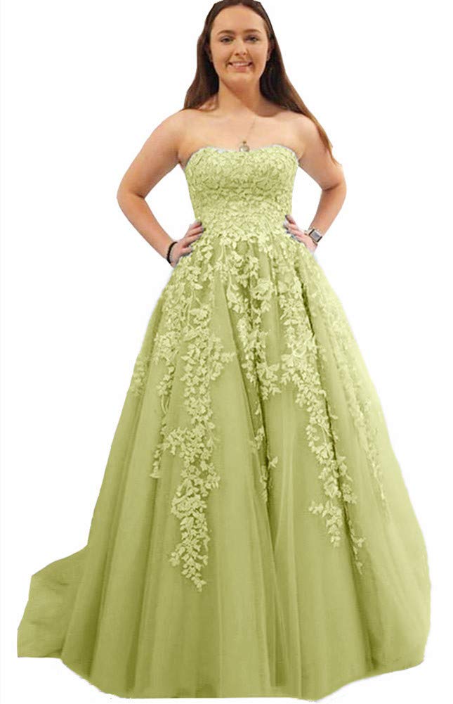 Honeydress Women's Sweetheart Neckline Long Prom Dress with Tulle Applique - Elegant Evening Gown for Homecoming, Formal Dances & Special Occasions