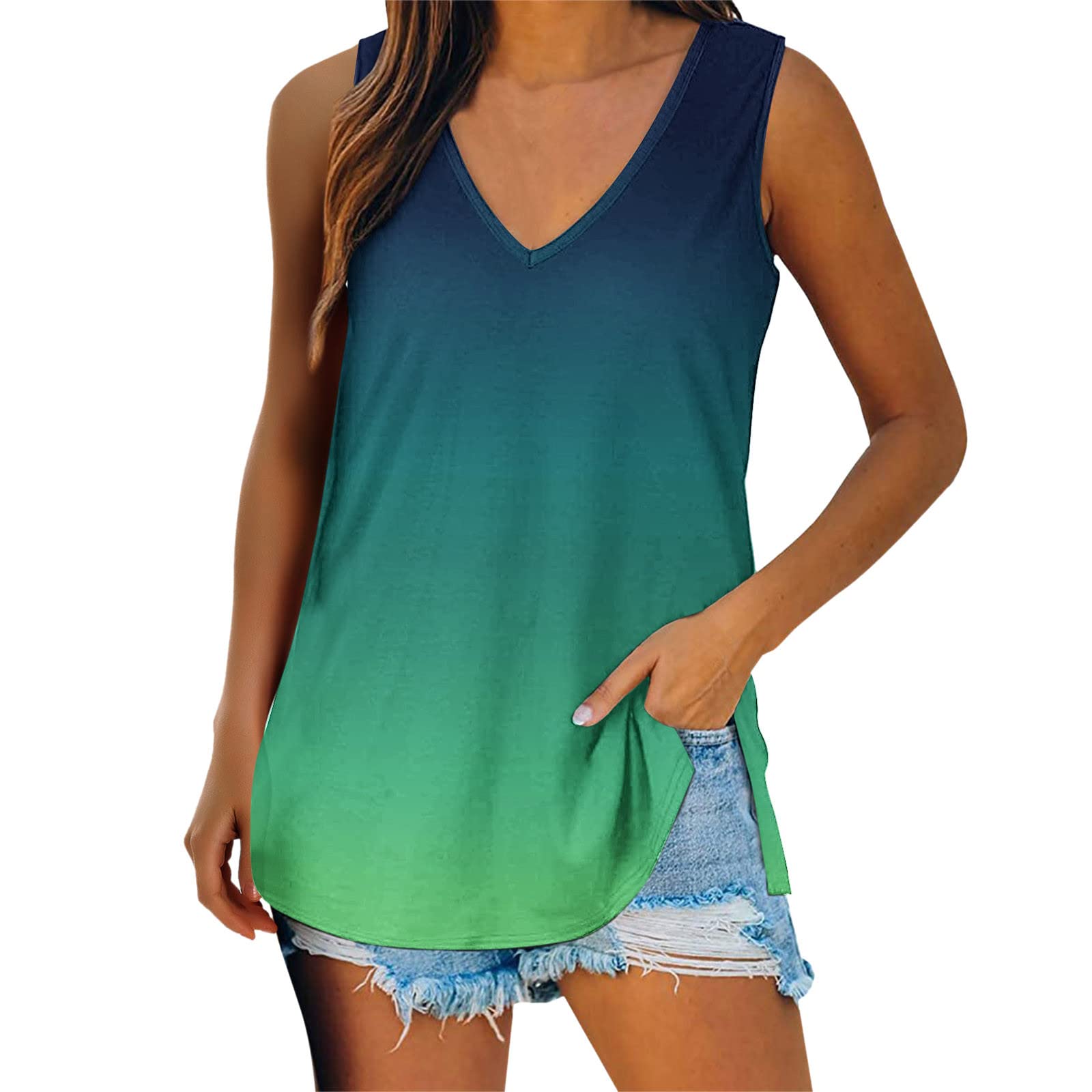 2023 Women's Summer Sleeveless Yoga Tank Top - Cute Printed Loose Fit Workout Shirt for Running, Exercise & Gym - Breathable Activewear for Yoga, Pilates & Outdoor Sports