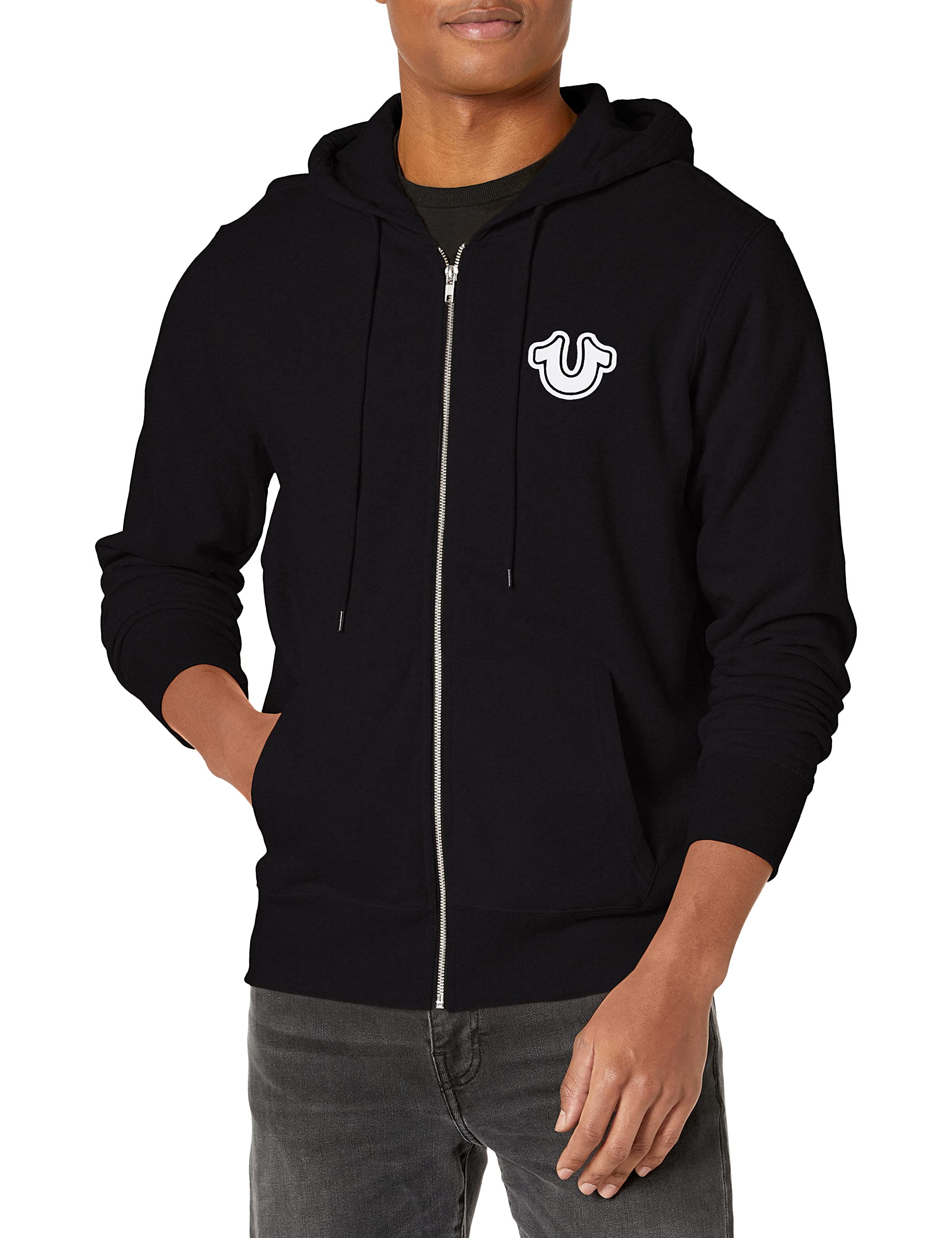 True Religion Men's Zip Up Hoodie | Premium Cotton Fleece Pullover with Front Pockets | Perfect for Casual Wear, Gym & Outdoor Activities