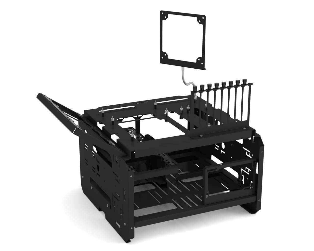 Praxis WetbenchSX Open Air Computer Test Bench Pro - Flat Edition in Black | PC Hardware Testing Station for Gamers & Tech Enthusiasts | Perfect for PC Building, Maintenance & Performance Testing
