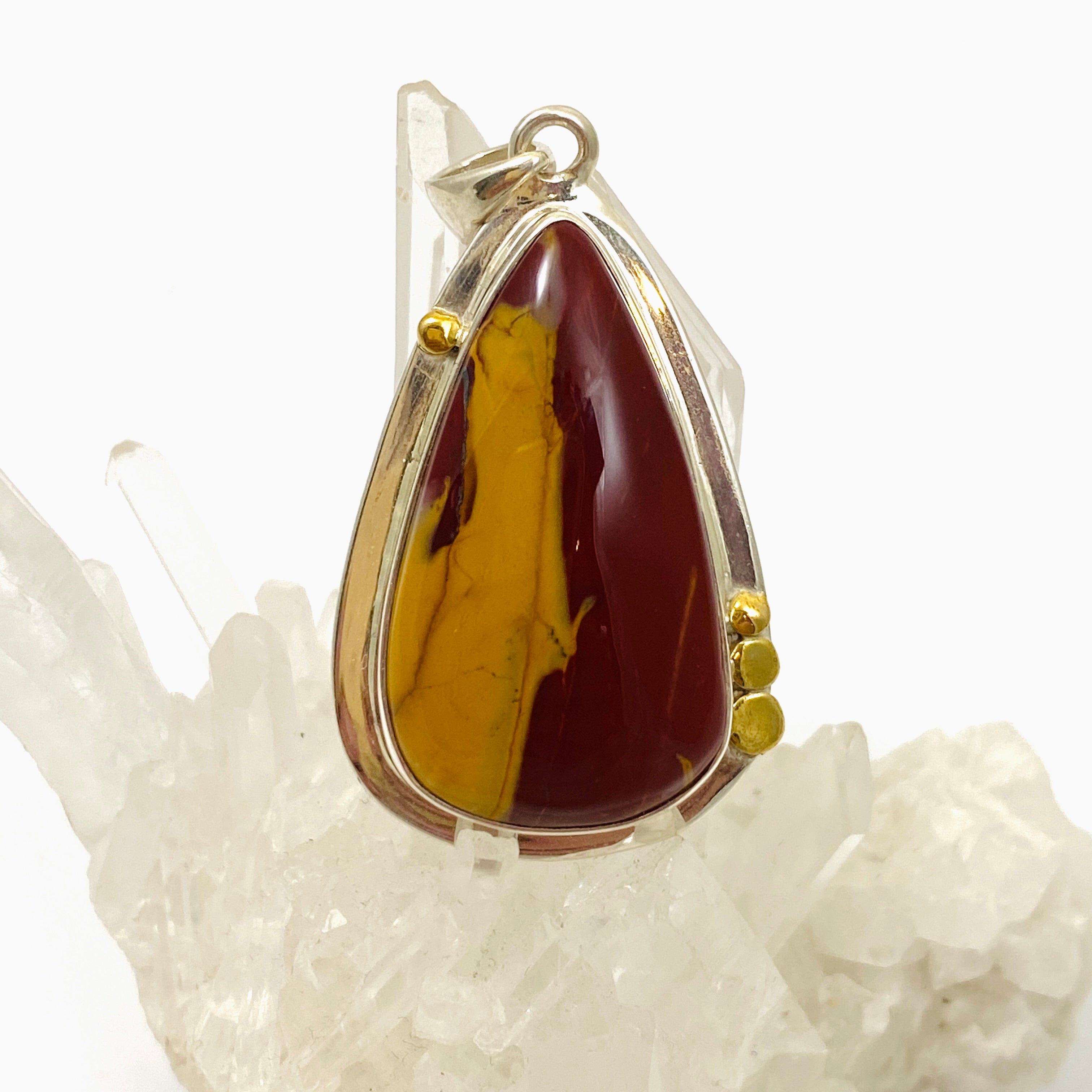 Natural Mookaite Teardrop Cabochon Pendant with Brass Accents - Handmade Jewelry KPGJ4840 | Perfect for Boho Style, Gift Giving & Spiritual Healing