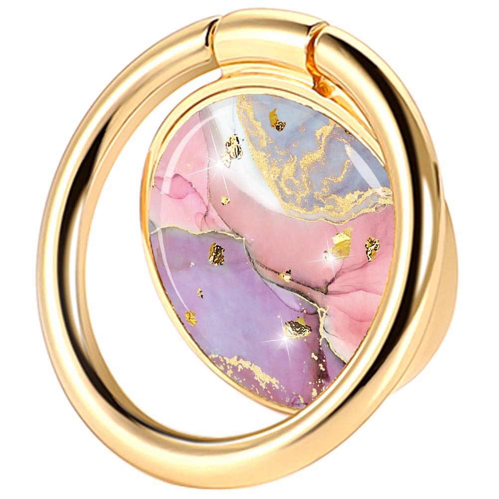Marble Glitter Phone Ring Stand - 360° Rotating Magnetic Holder for iPhone Samsung (Pink/Purple) - Perfect for Car Mount & Hands-Free Use