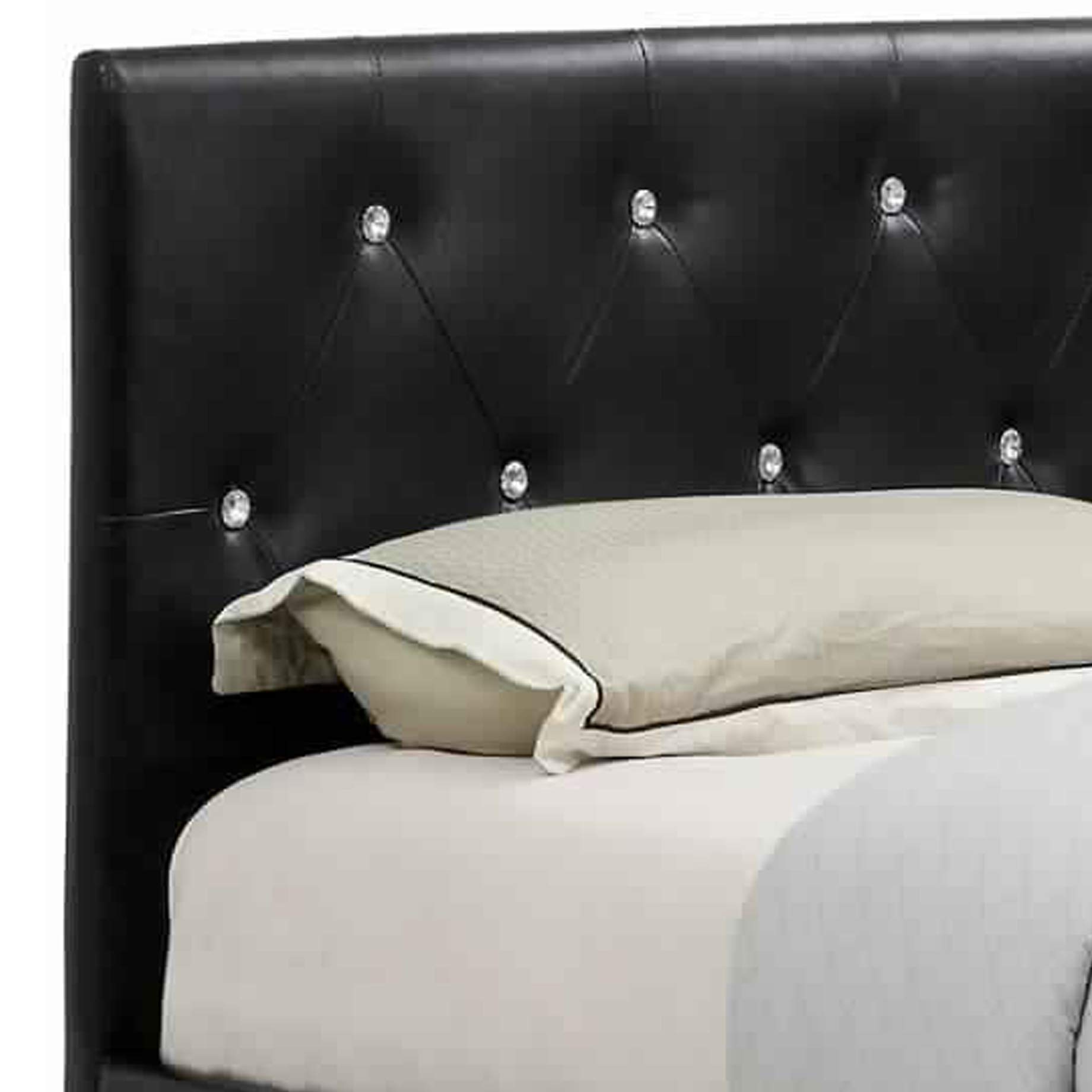 Benjara Low Profile Eastern King Size Bed with Button Tufted Headboard - Modern Black Bedroom Furniture for Master Suite & Guest Room