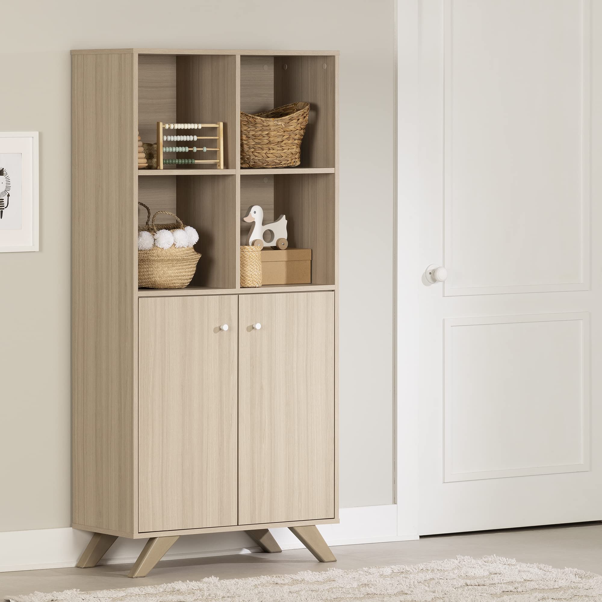 South Shore Sweedi Storage Unit, Soft Elm - Modern Wooden Cabinet for Bedroom, Living Room & Office Organization