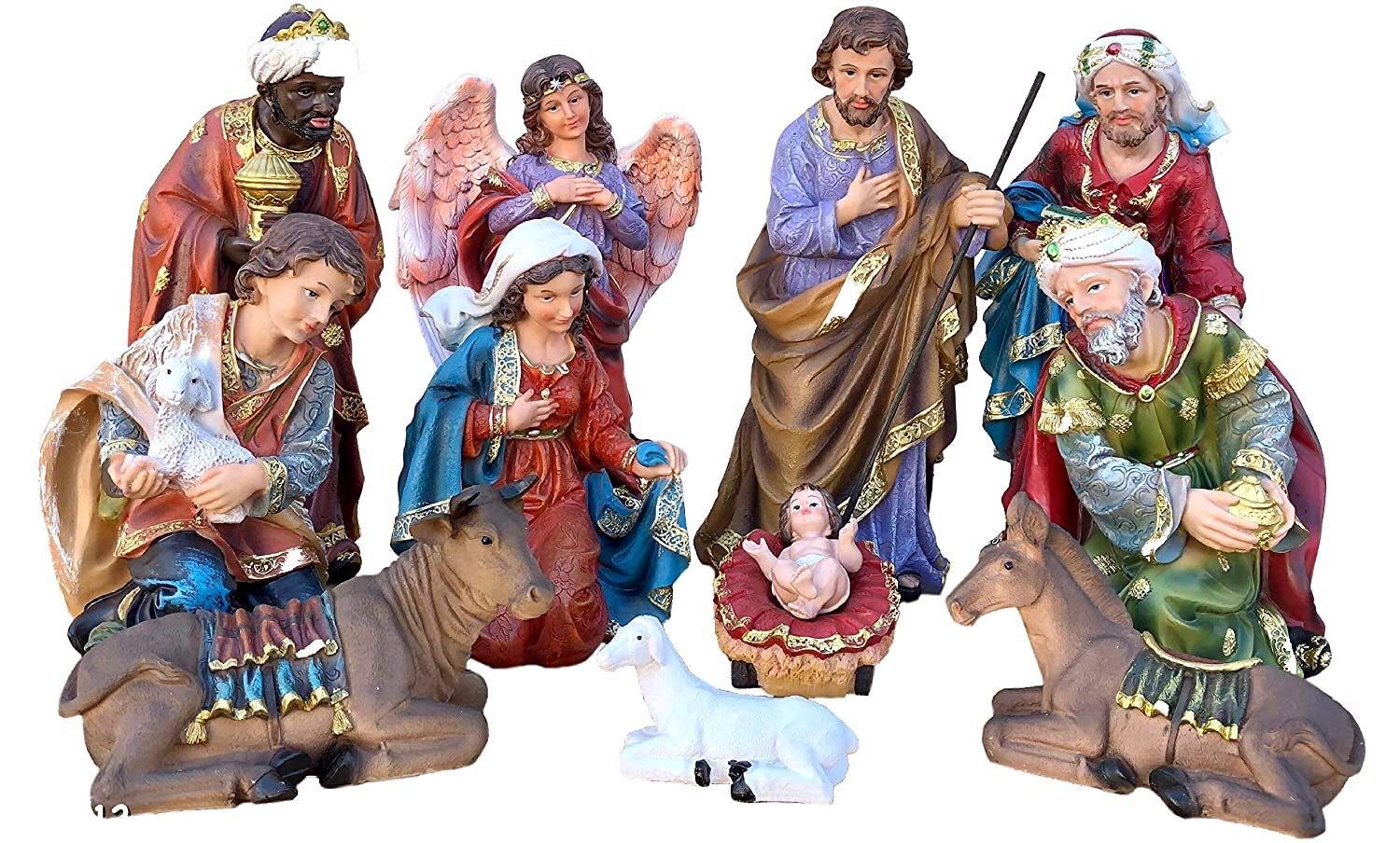11 Piece Nativity Set - 12 Inch Christmas Nativity Scene with Stable & Figurines - Complete Nacimiento Navideño for Holiday Decorations & Home Displays