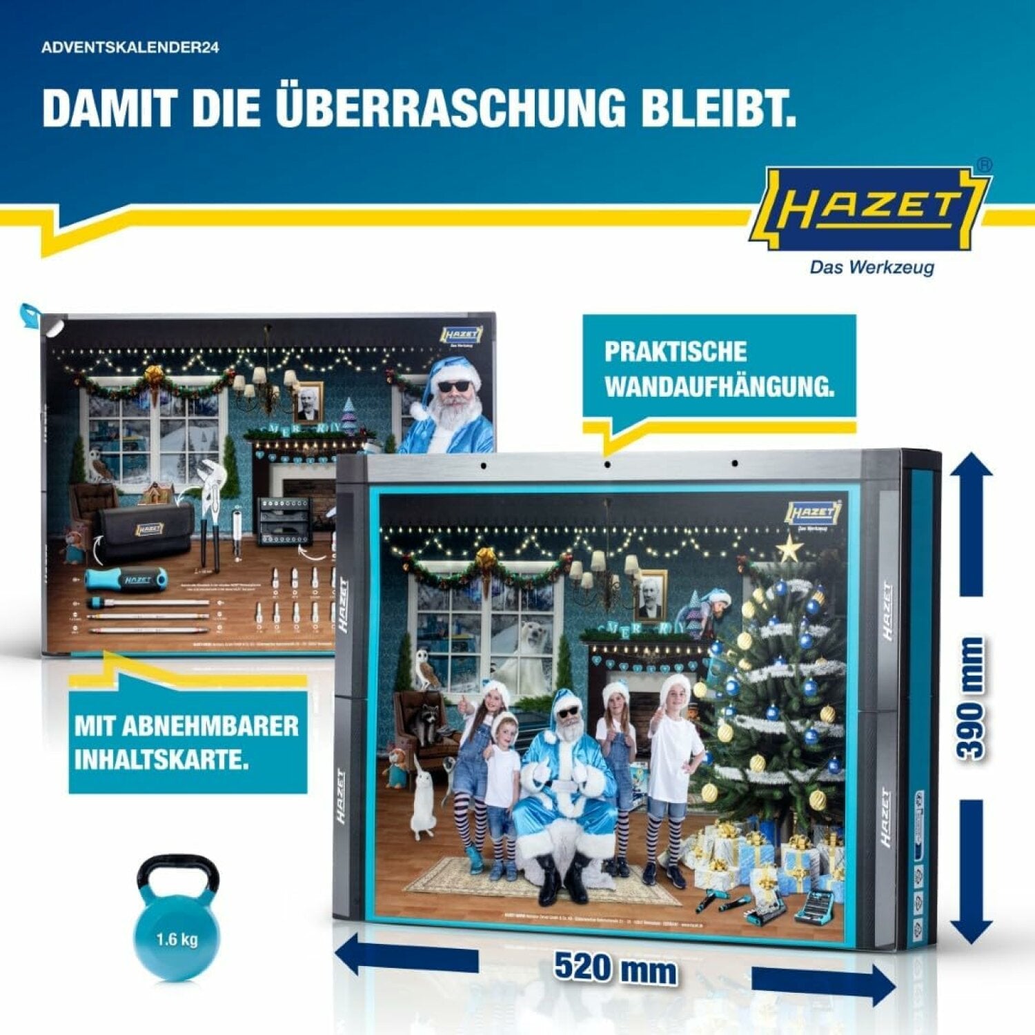 Hazet Advent Calendar 2024 - 24 Days Christmas Countdown Calendar with Premium Gifts | Perfect for Holiday Decorations, Family Traditions & Christmas Gift Giving