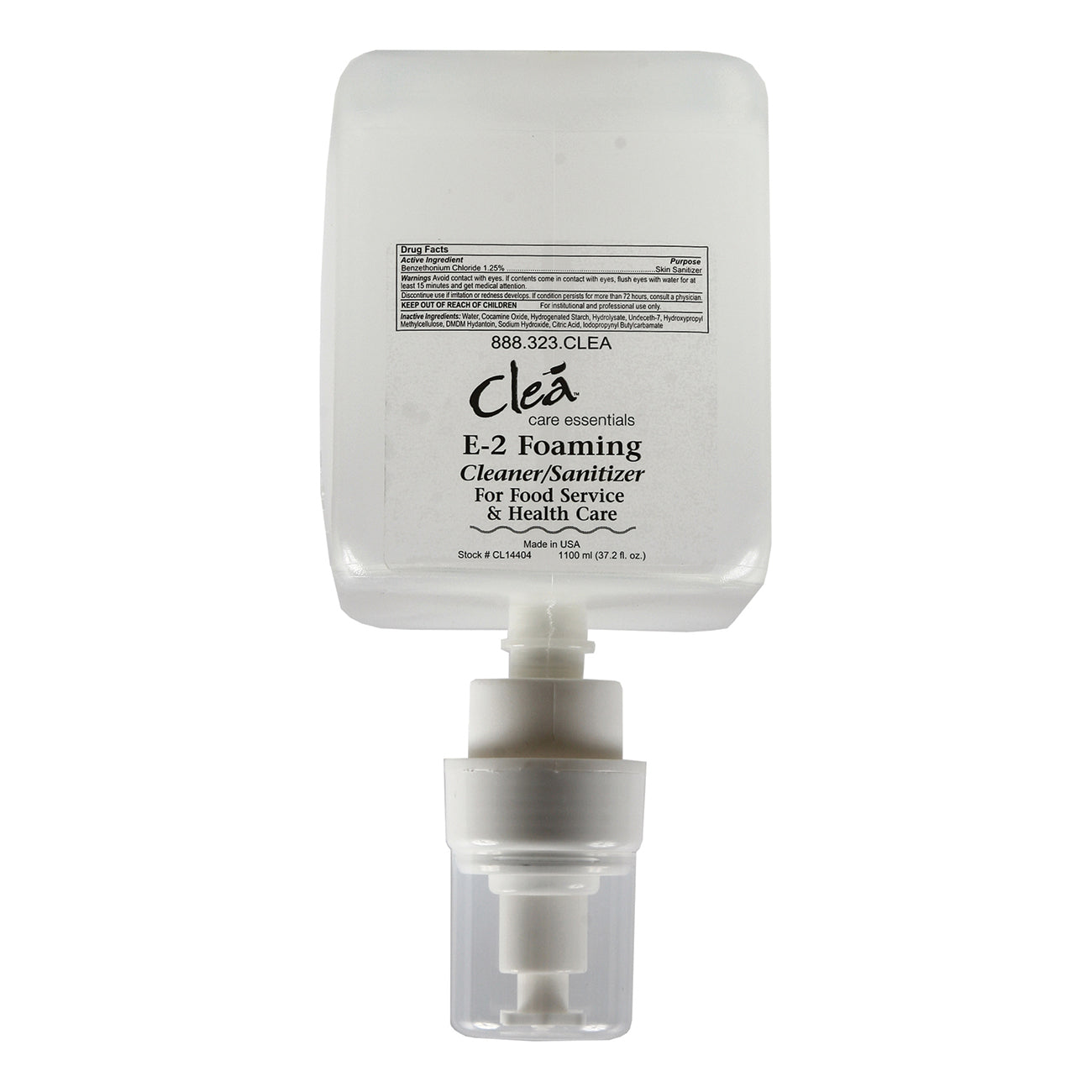 Cleá Versa Foam E2 Cleaner & Sanitizer Foam Soap - 1100ml (4 Pack) - Antibacterial Hand Soap for Kitchen, Bathroom & Commercial Use