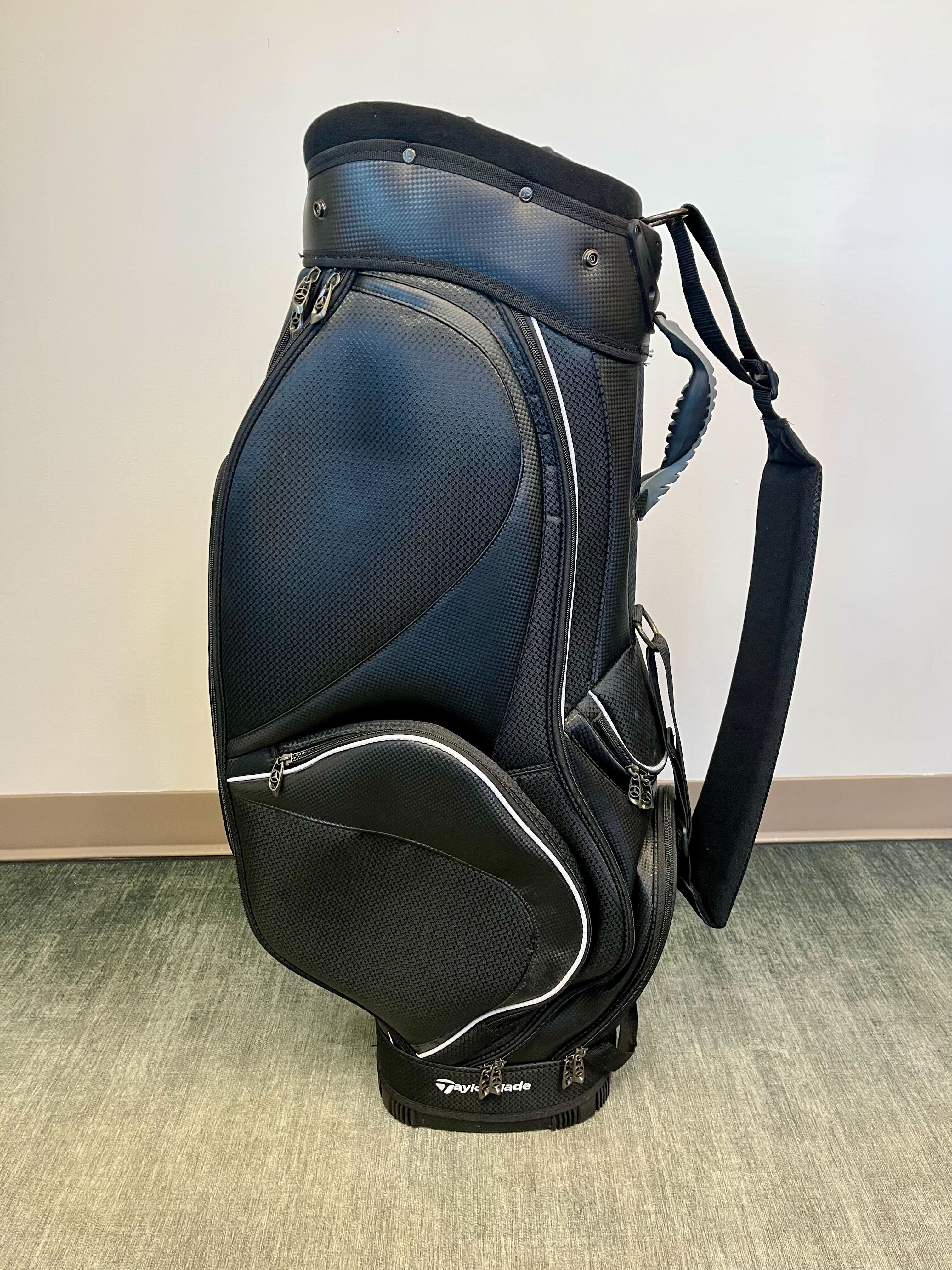 TaylorMade Mercedes Benz Cart Golf Bag - 14-Way Divider, 6 Pockets, Adjustable Strap & Waterproof Rain Cover - Perfect for Golf Carts & Club Protection