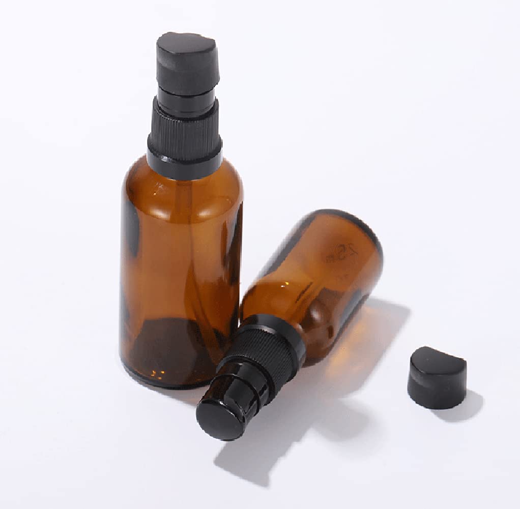 6-Pack 30ml Amber Glass Travel Bottles - Refillable Leak-Proof Toiletry Containers with Pump Dispenser for Shampoo, Lotion & Cosmetics | TSA Approved Mini Liquid Bottles for Air Travel, Gym & Vacation Essentials