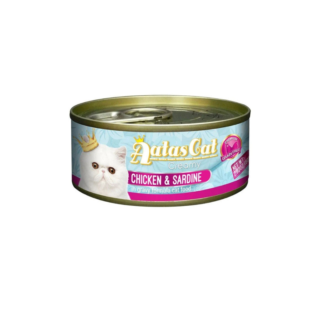 **Aatas Cat Creamy Chicken Wet Food 80g - Healthy Gravy with Whitefish, Vegetables, Tuna, Shirasu, Sardine, Mackerel & Crab - Perfect for Adult & Senior Cats**    *(Use Case: Ideal for picky eaters, post-surgery recovery, or as a nutritious meal topper for extra hydration and flavor.)*