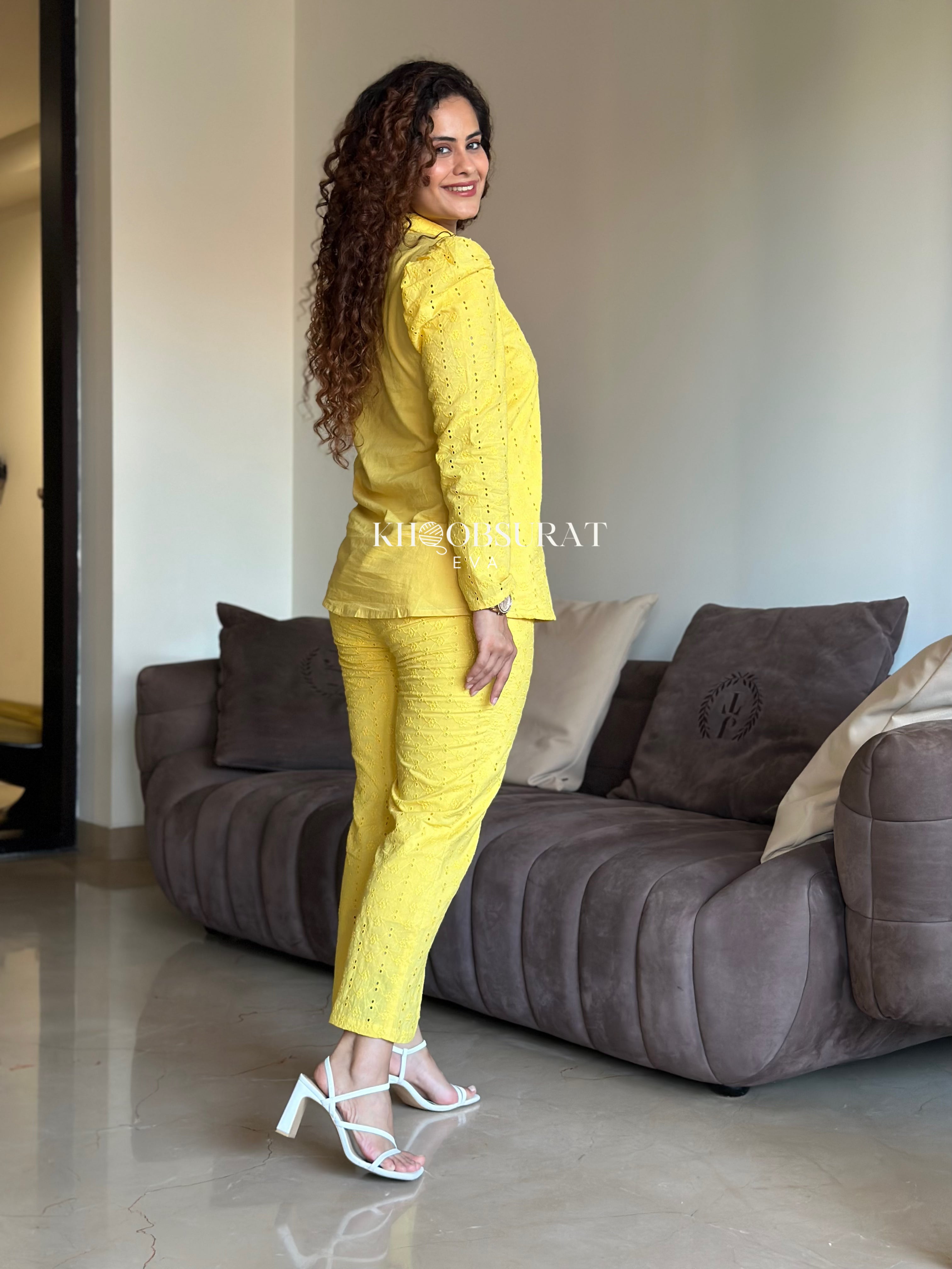 STYLE SPARK Yellow Women's 2-Piece Coord Set | Trendy Matching Outfit for Summer | Perfect for Beach Vacations, Brunch Dates & Casual Outings