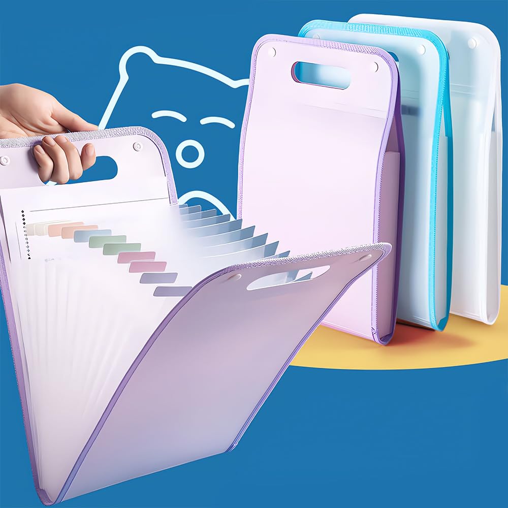 M&G 13-Pocket Expanding File Folder - Accordion Document Organizer with Labels, Portable A4 Letter Size Paper Holder for Receipts & Documents - Waterproof Office & School Supplies (Purple) - Perfect for School, Office, Travel & Home Organization