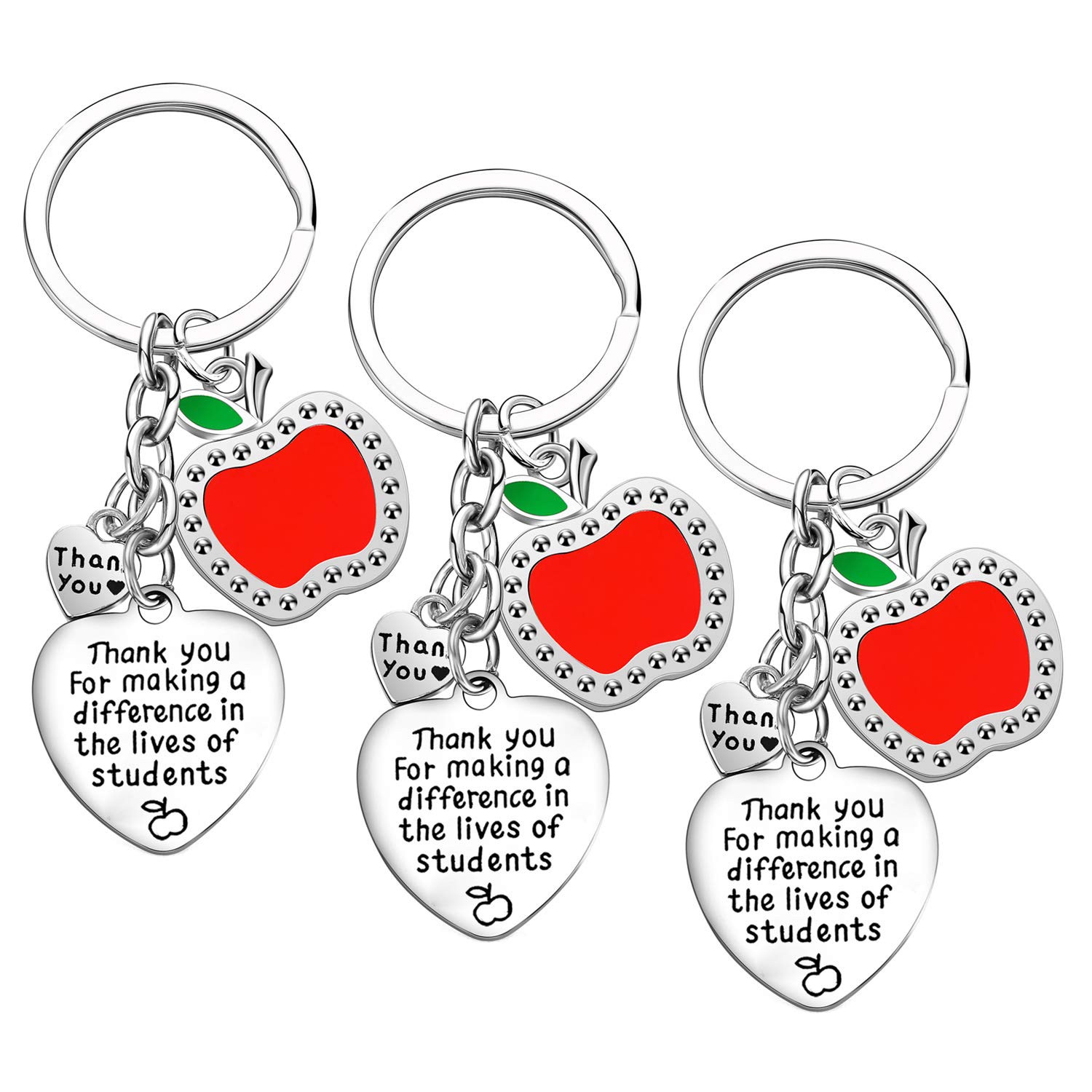 Teacher Keychain Gift Set - 3PCs Jewelry for Women, Birthday & Appreciation Gift from Students (Perfect for Teacher's Day & Graduation)